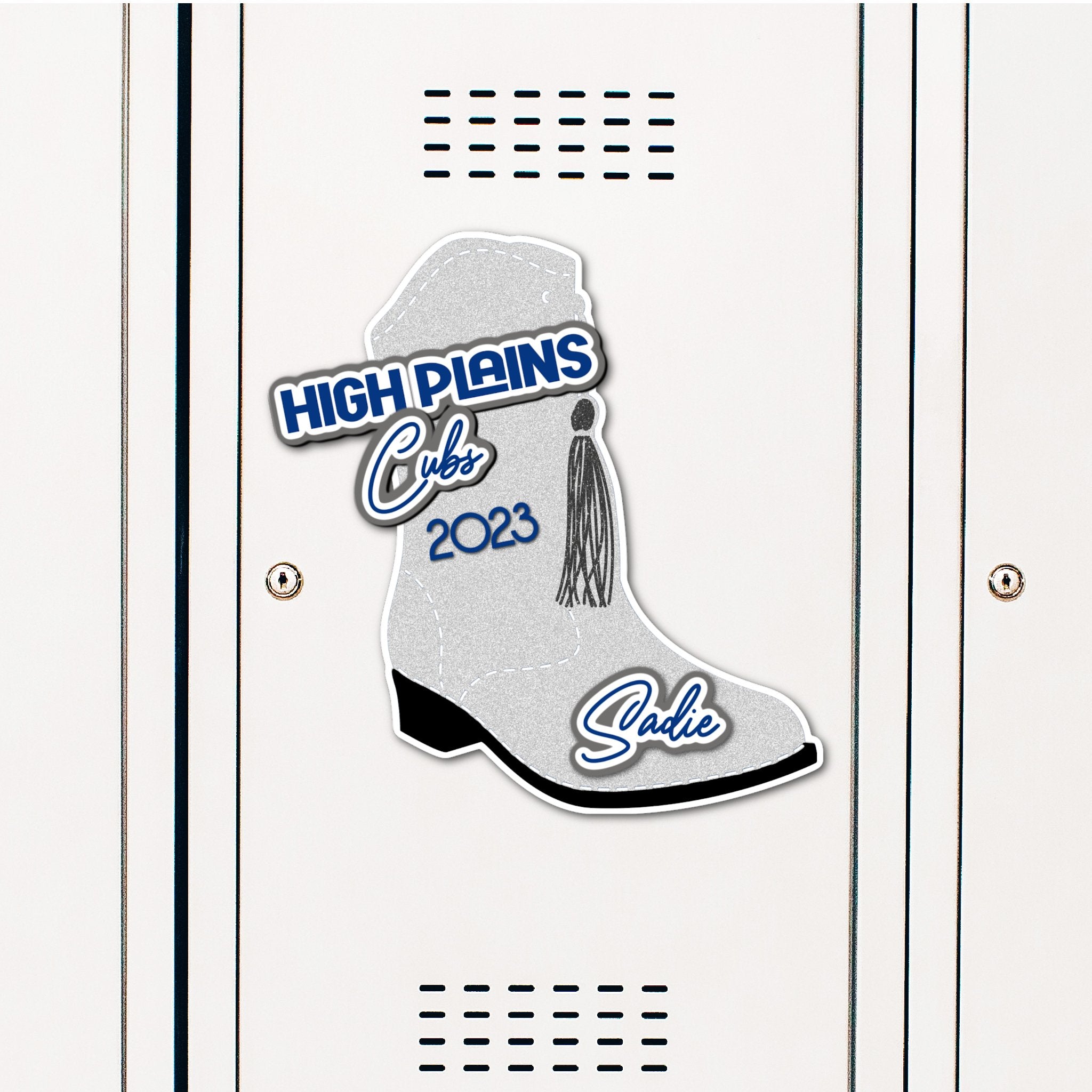 Custom Drill Team or Majorette Boot Locker Decoration in Team or School Colors.