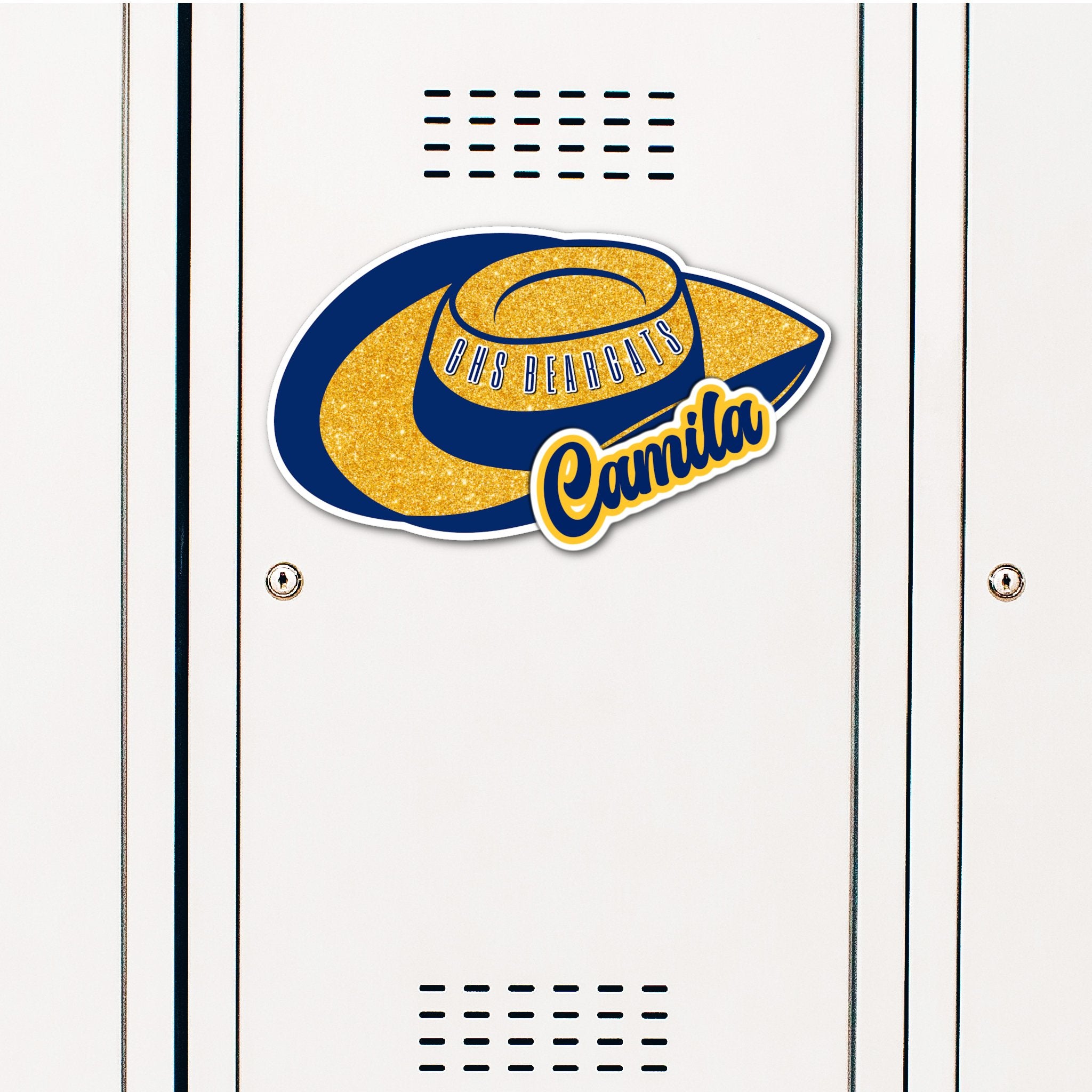 Custom Drill Team Hat Locker Decoration in Team or School Colors.