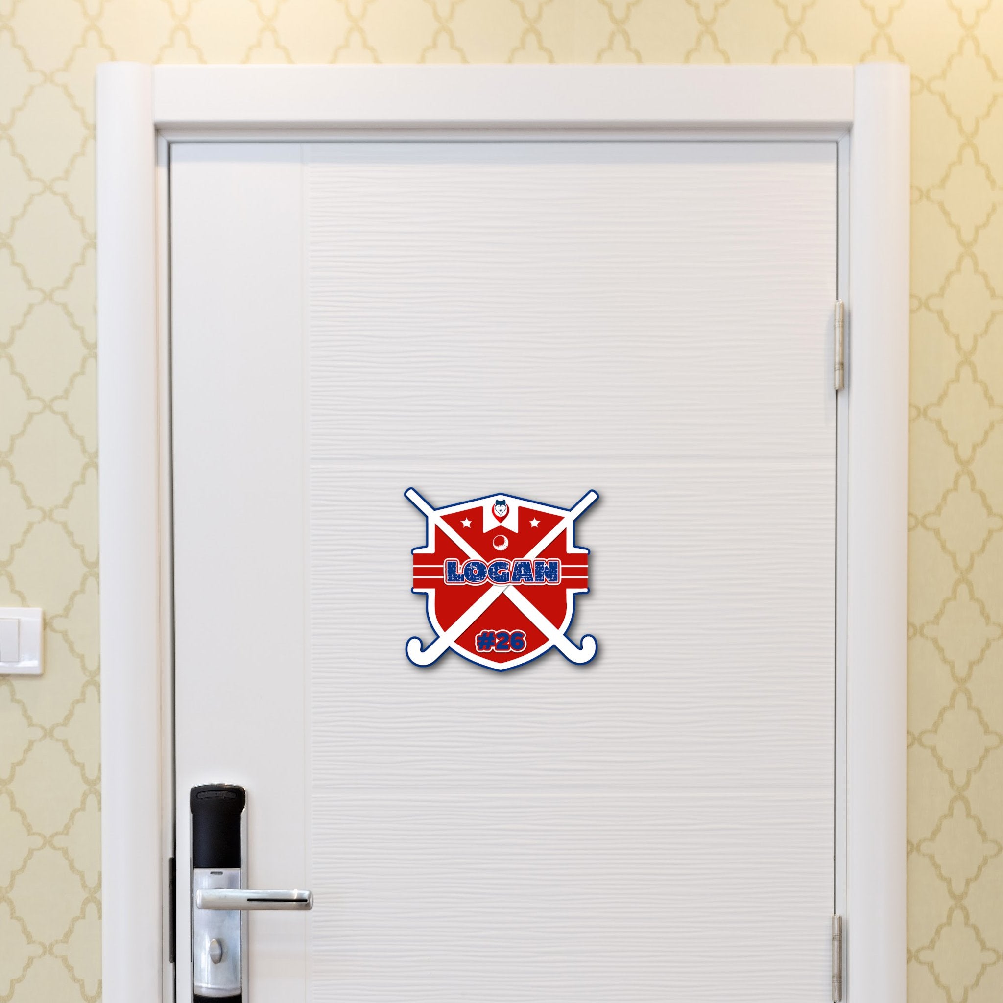 Custom Field Hockey Shield Tournament Hotel Door Sign