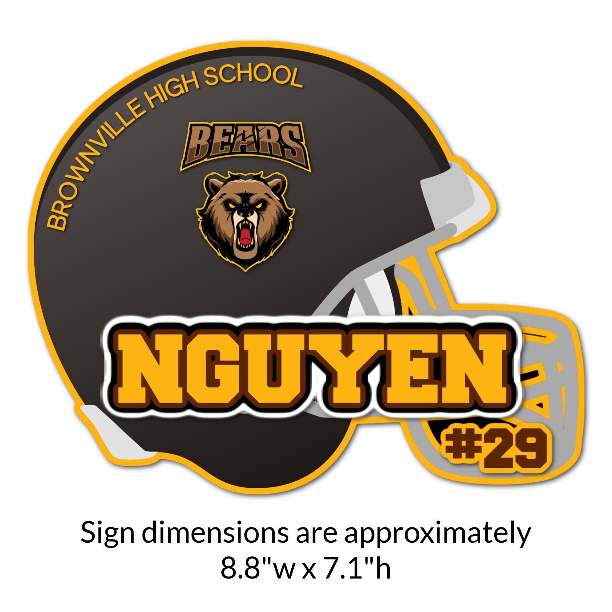 Custom Football Helmet Locker Decoration Cut Out Dimensions.