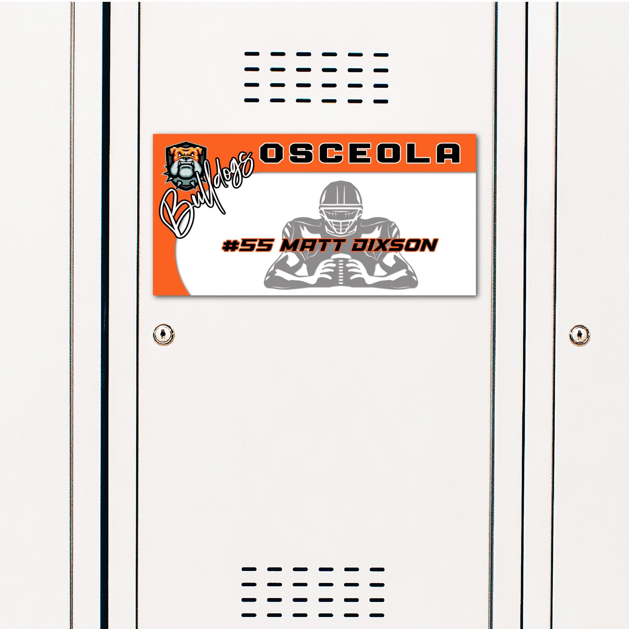 Custom Rectangle Football Locker Decoration in Team or School Colors.