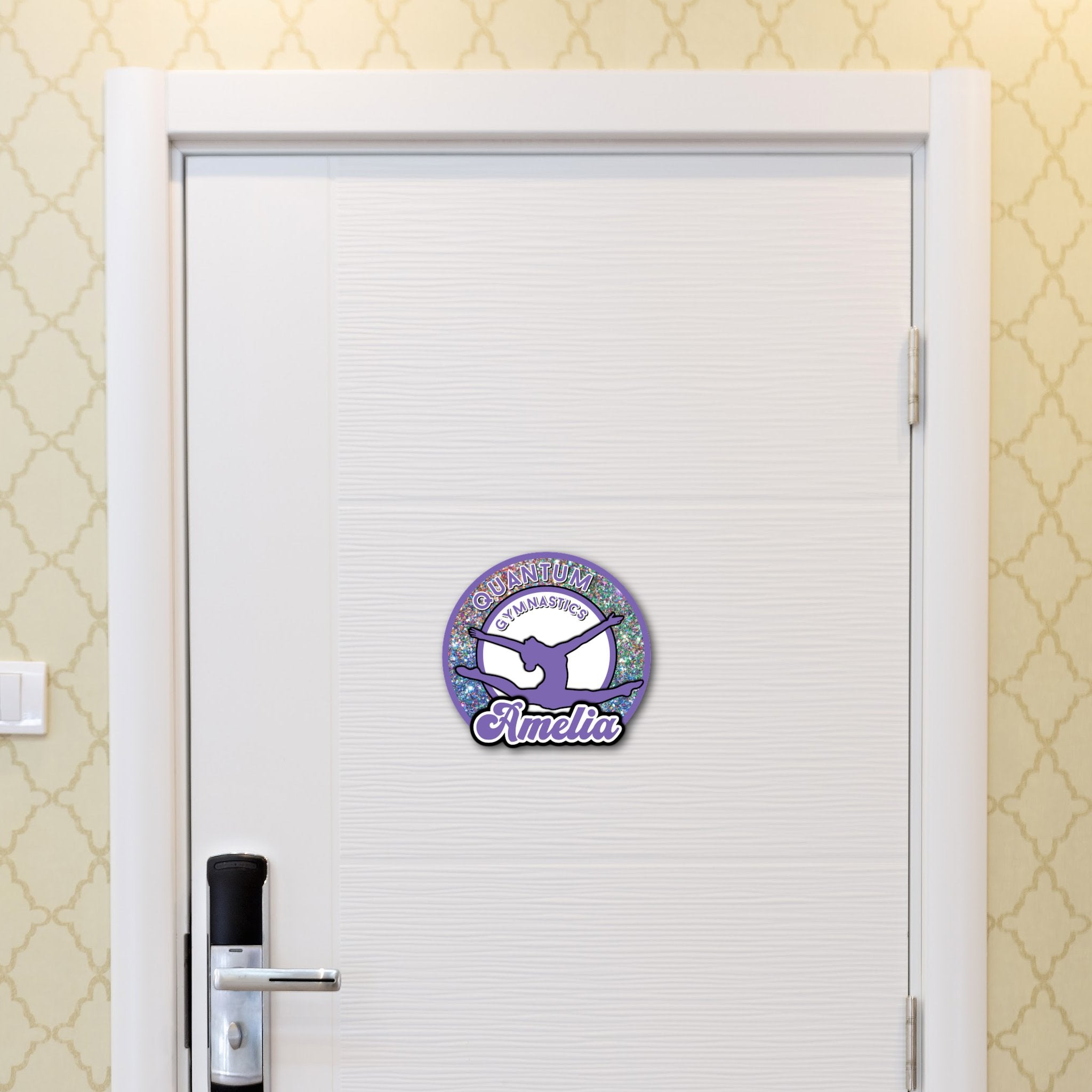 Custom Circle Split Jump Gymnastics Meet Hotel Door Sign