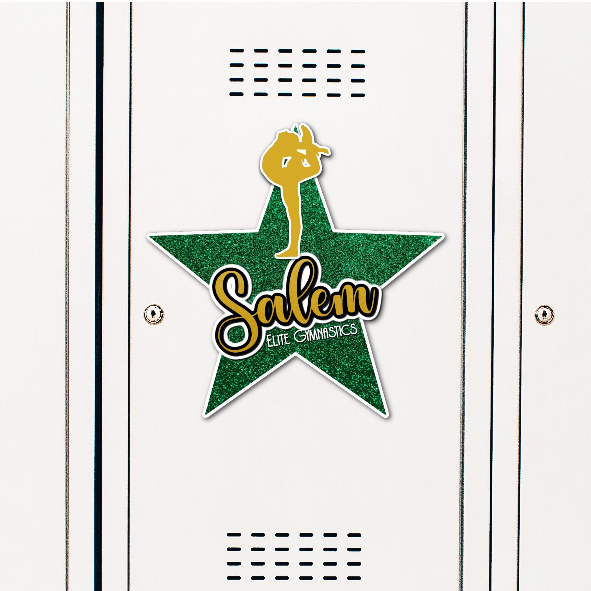 Custom Gymnastics Locker Decoration in Team or School Colors.