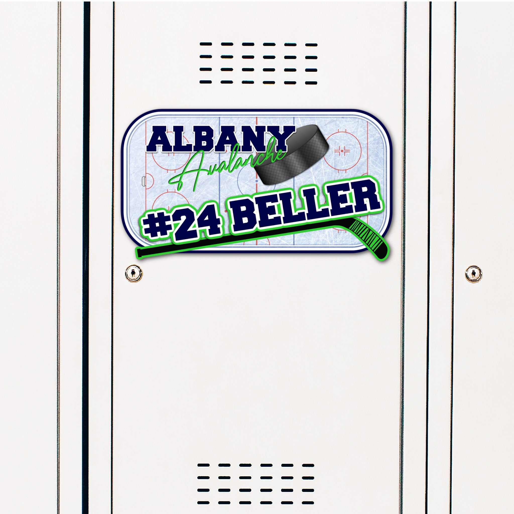 Custom Hockey Rink Locker Decoration in Team or School Colors.