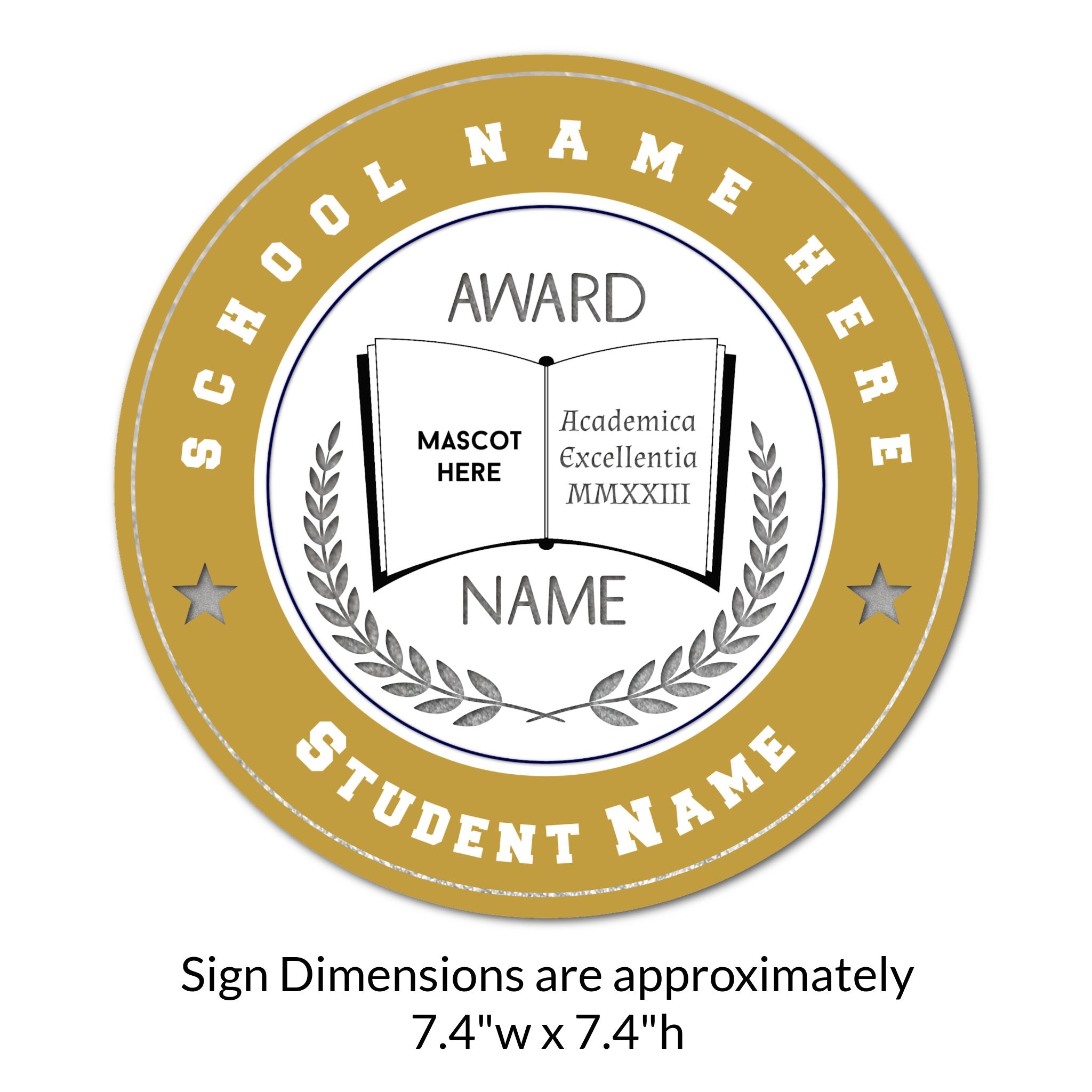 Custom Academic Award Locker Decoration Cut Out Dimensions.