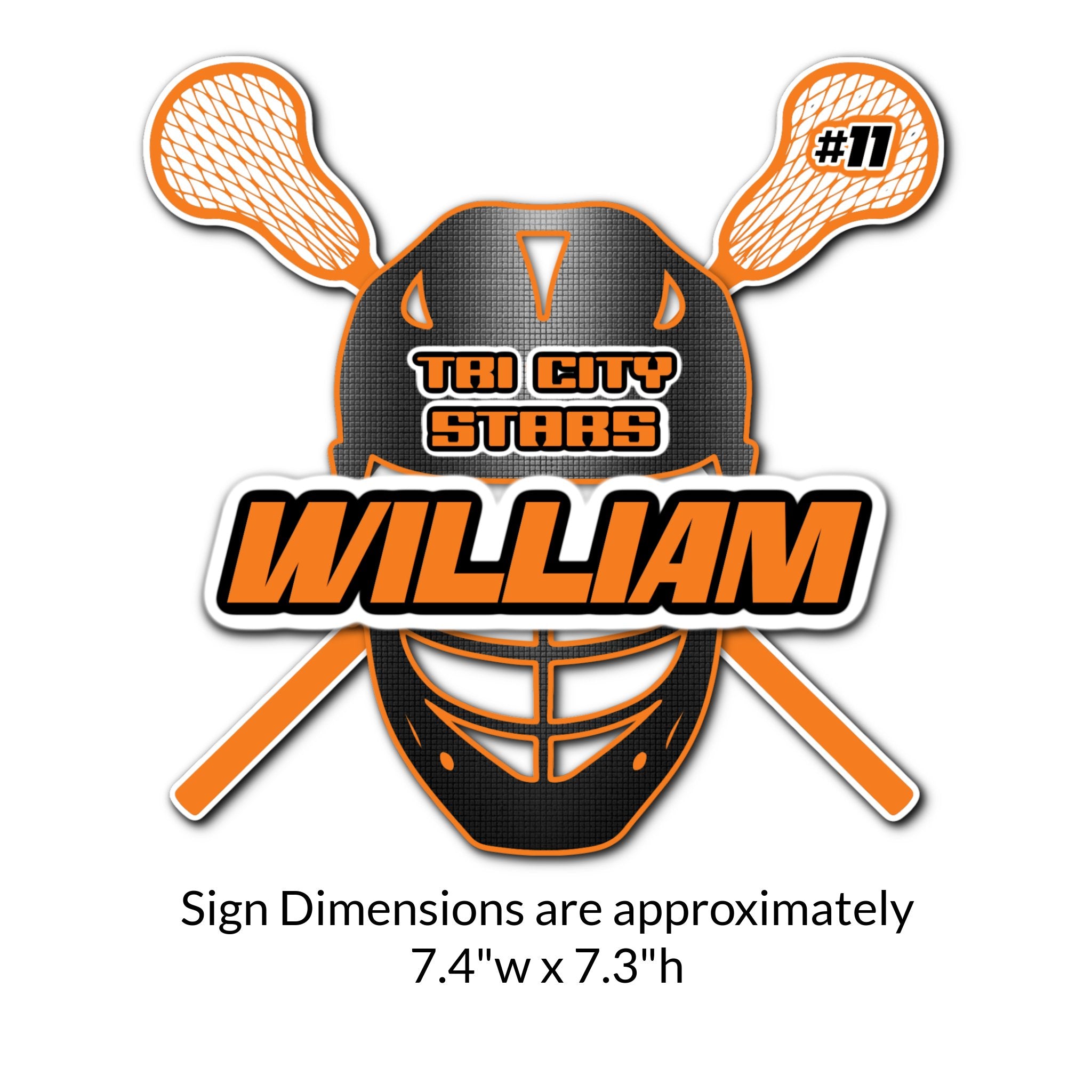 Custom Lacrosse Helmet and Sticks Locker Decoration Cut Out Dimensions.