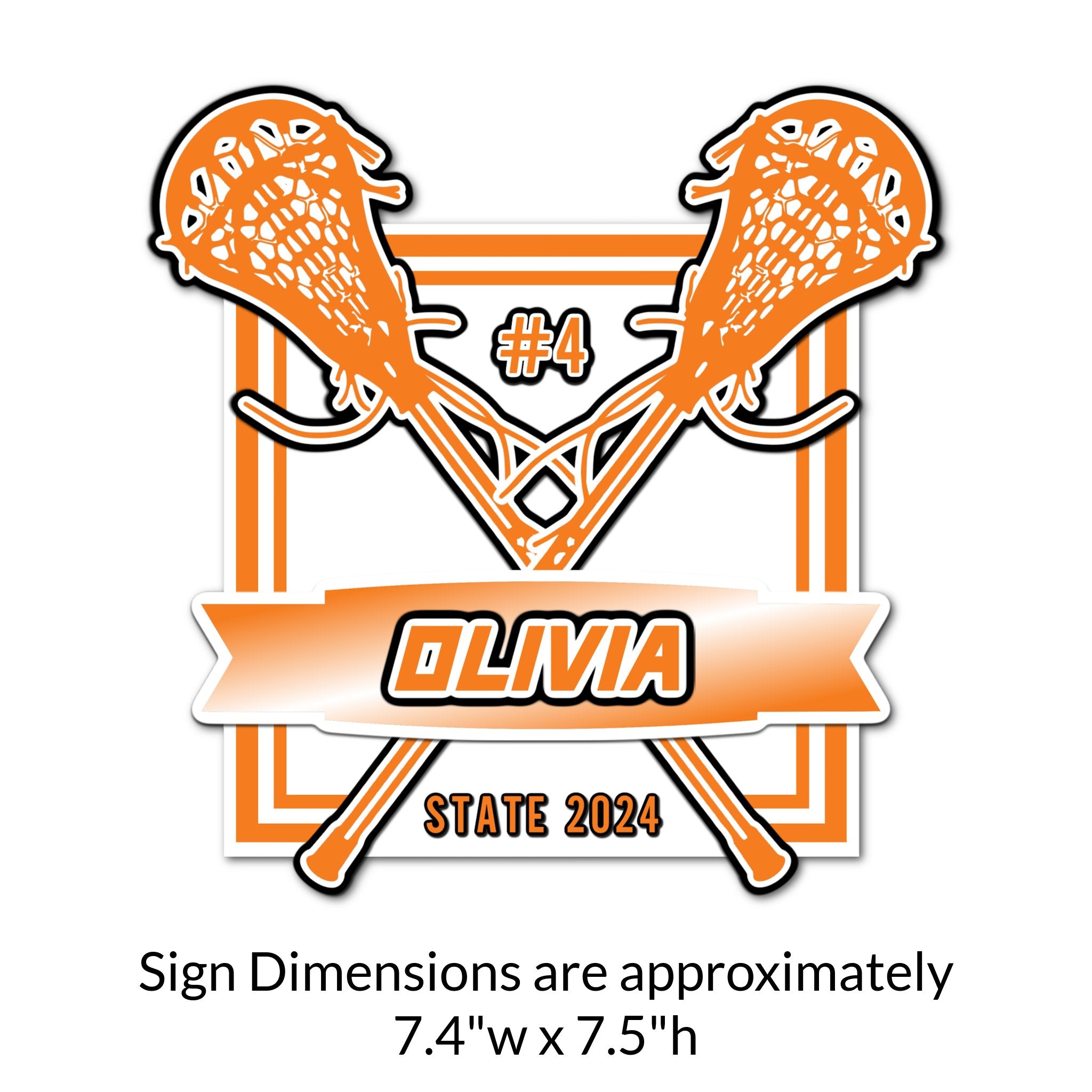 Custom Square Lacrosse Locker Decoration Cut Out Dimensions.