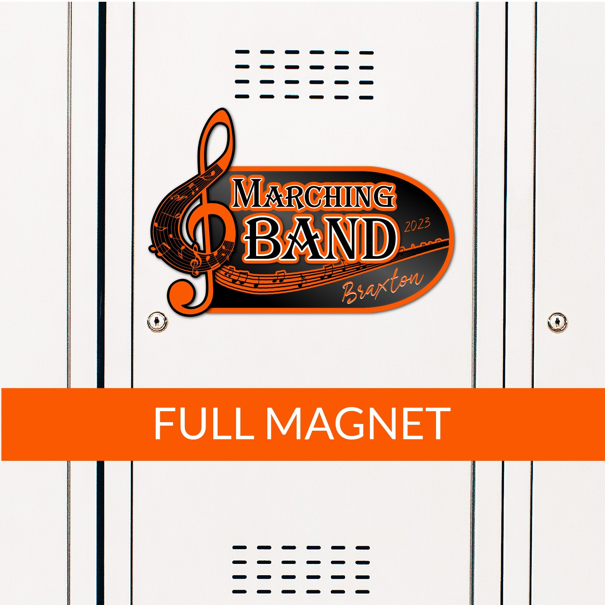 Custom Music Note Locker Magnet Decoration in Team or School Colors.