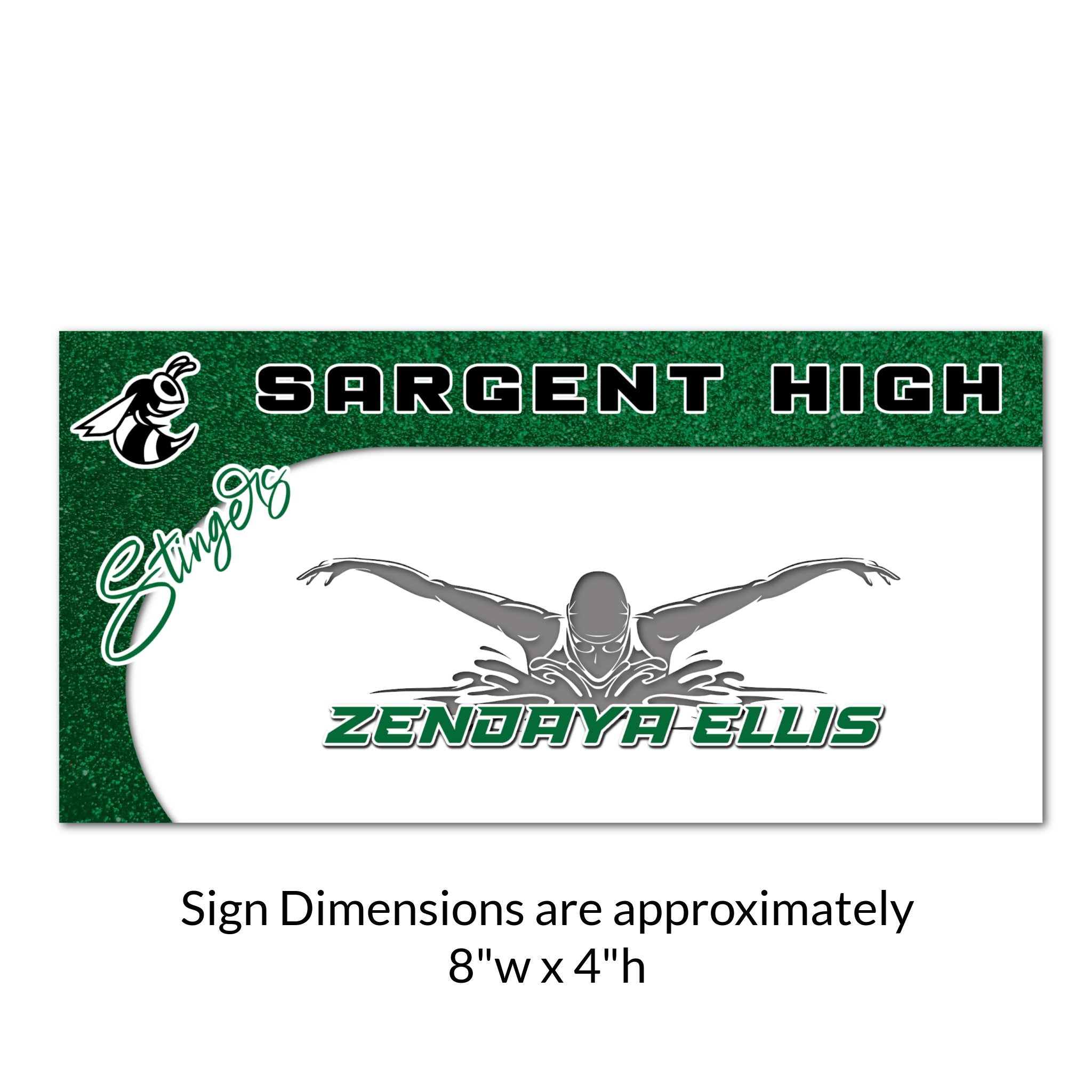 Custom Rectangle Girls Swim Team Locker Decoration Cut Out Dimensions.