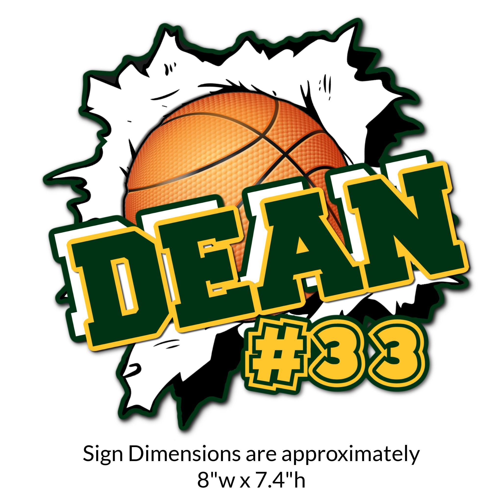 Custom Ripped Basketball Locker Decoration Cut Out Dimensions.