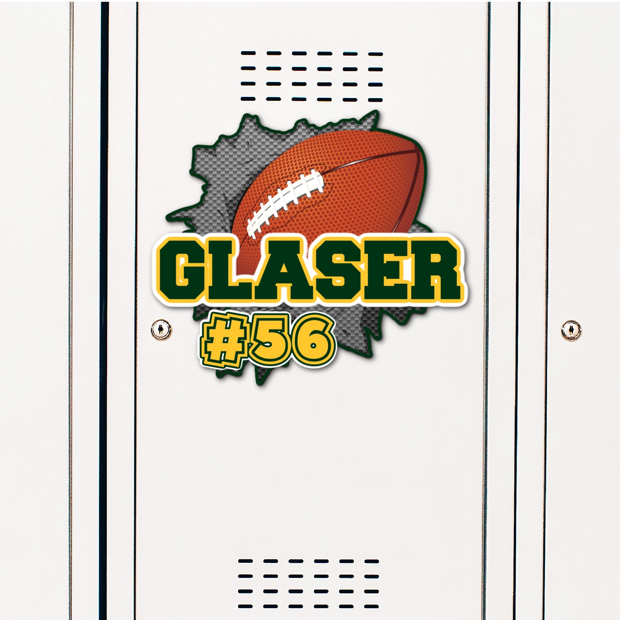 Custom Ripped Football Locker Decoration in Team or School Colors.