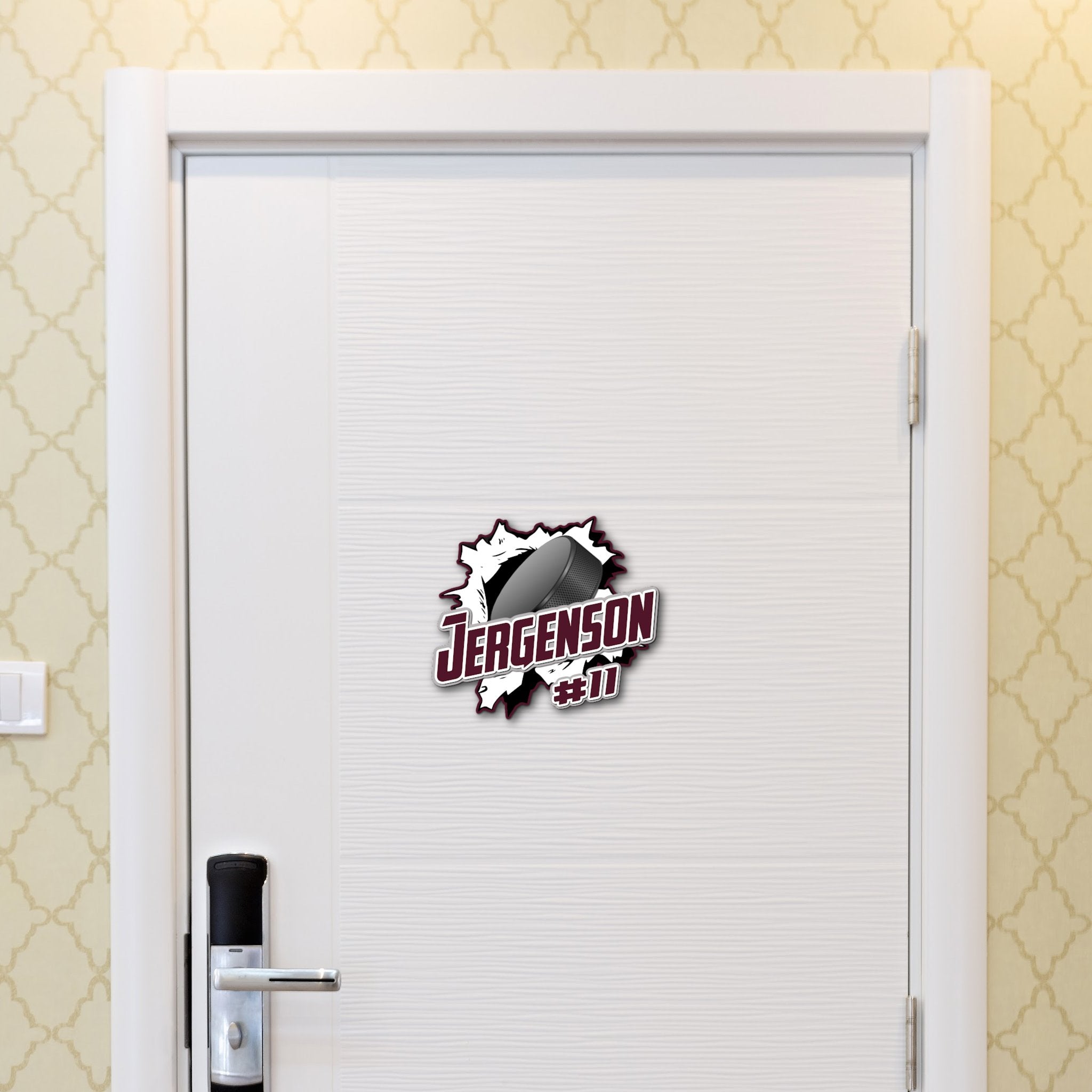 Custom Ripped Hockey Puck Team Tournament Hotel Door Sign