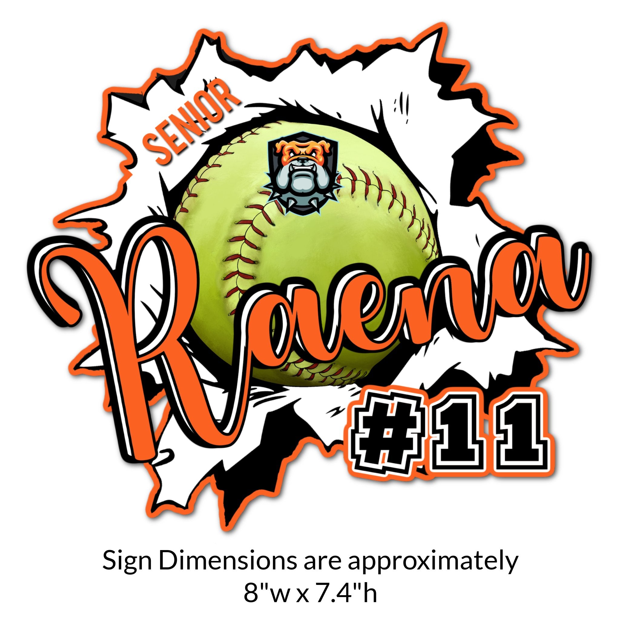 Custom Ripped Softball Locker Decoration Cut Out Dimensions.