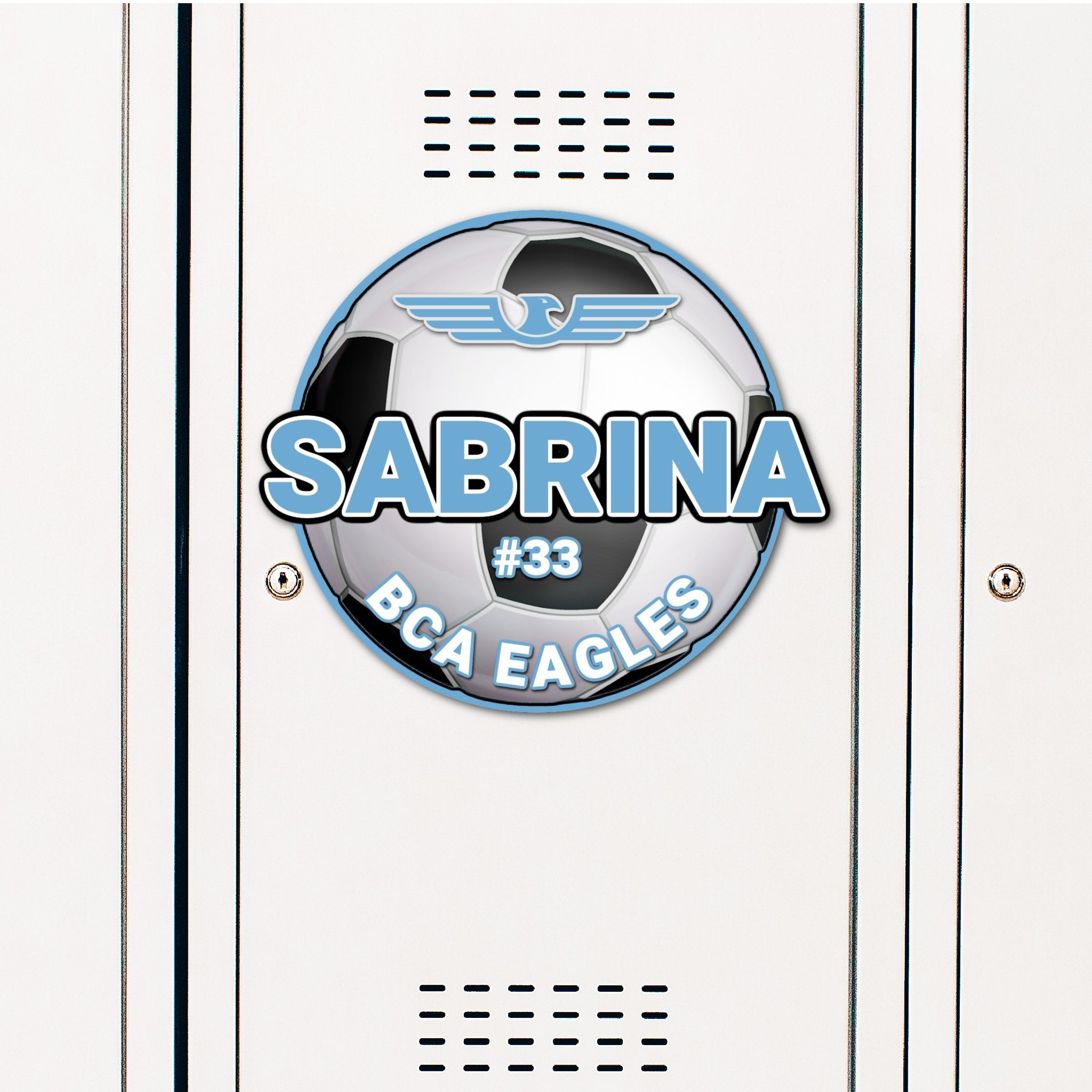 Custom Soccer Ball Locker Decoration in Team or School Colors.
