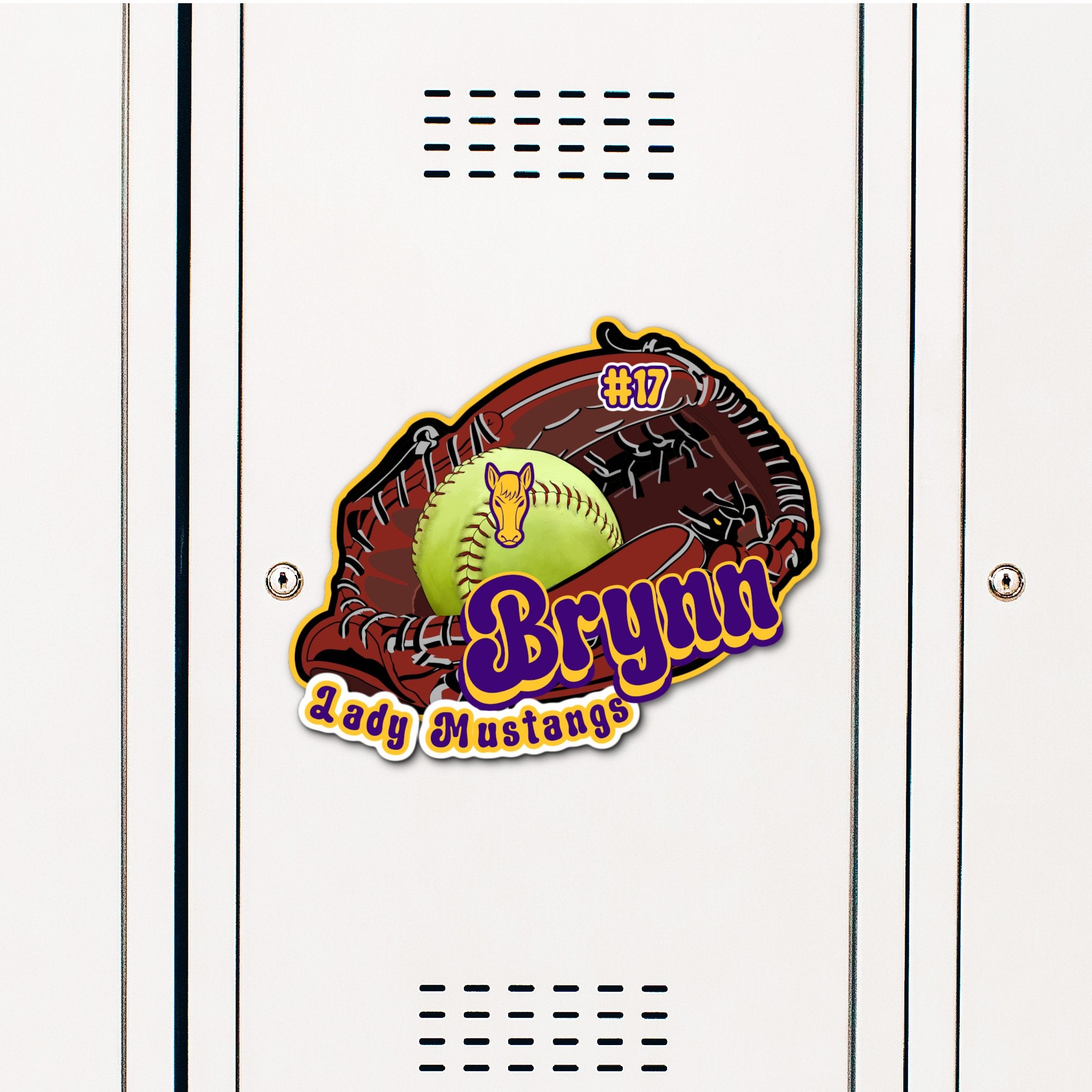 Custom Softball Glove Locker Decoration in Team or School Colors.