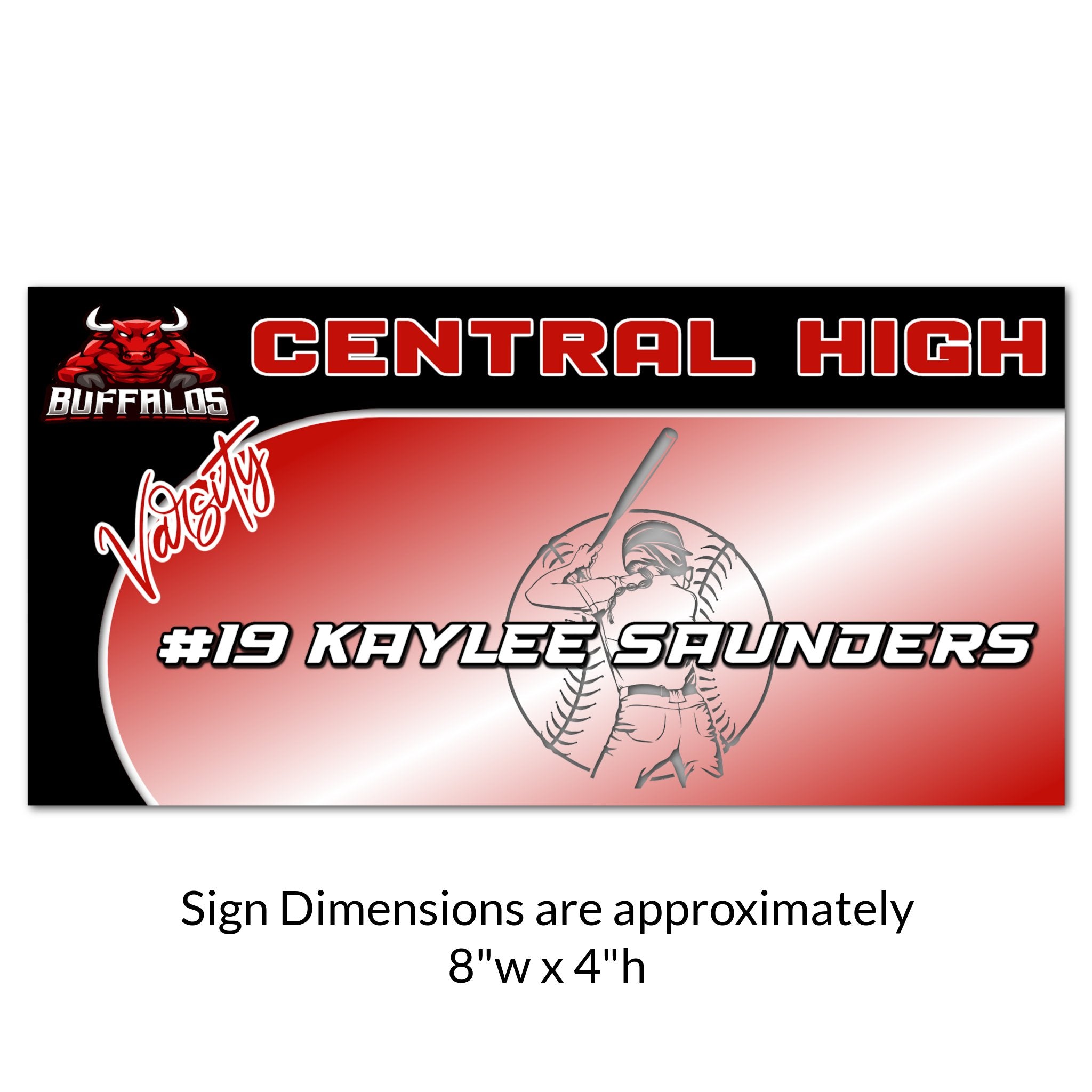 Custom Rectangle Softball Team Locker Decoration Cut Out Dimensions.