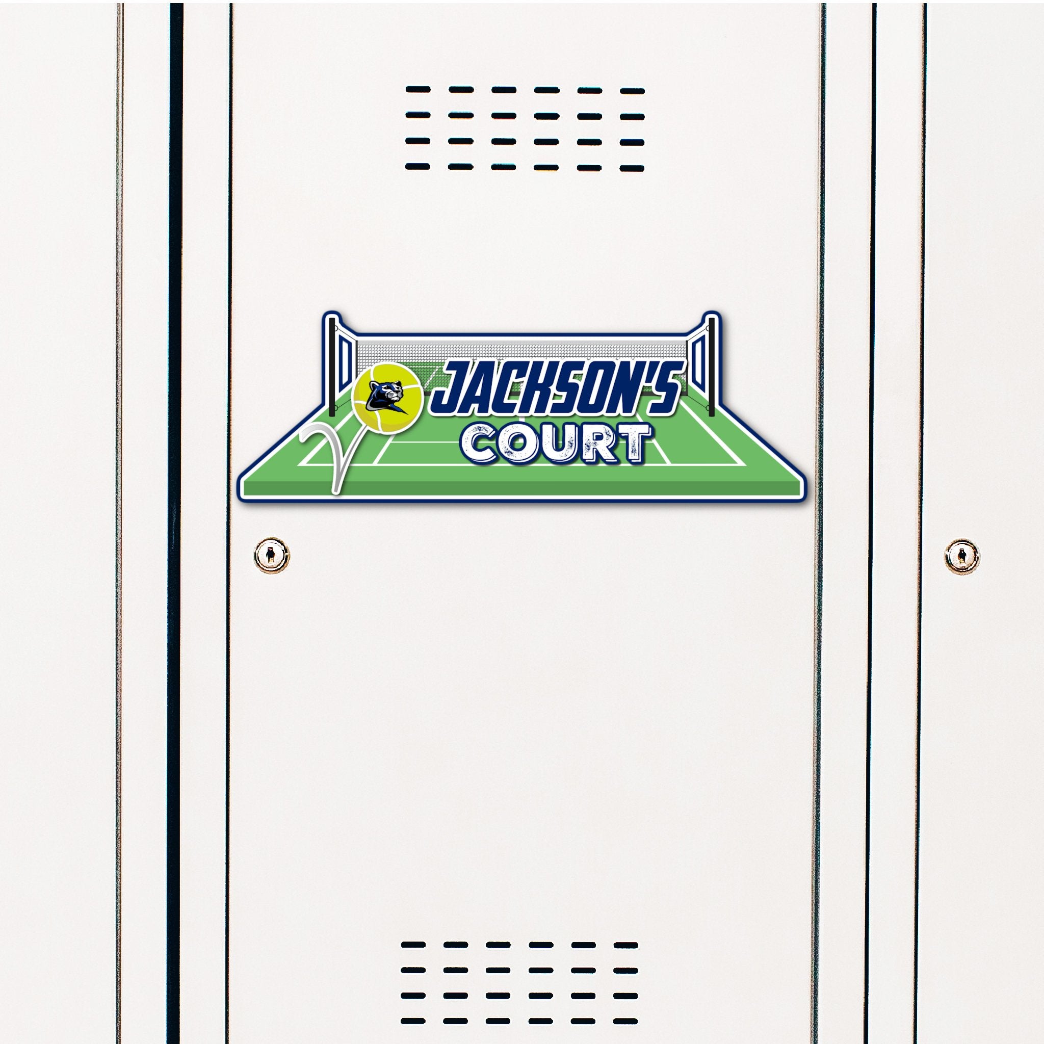 Custom Tennis Court Locker Decoration in Team or School Colors.