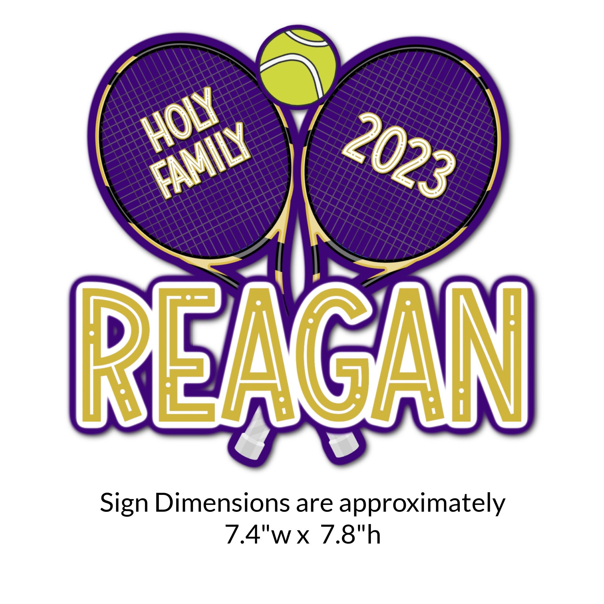 Custom Tennis Racket Locker Decoration Cut Out Dimensions.