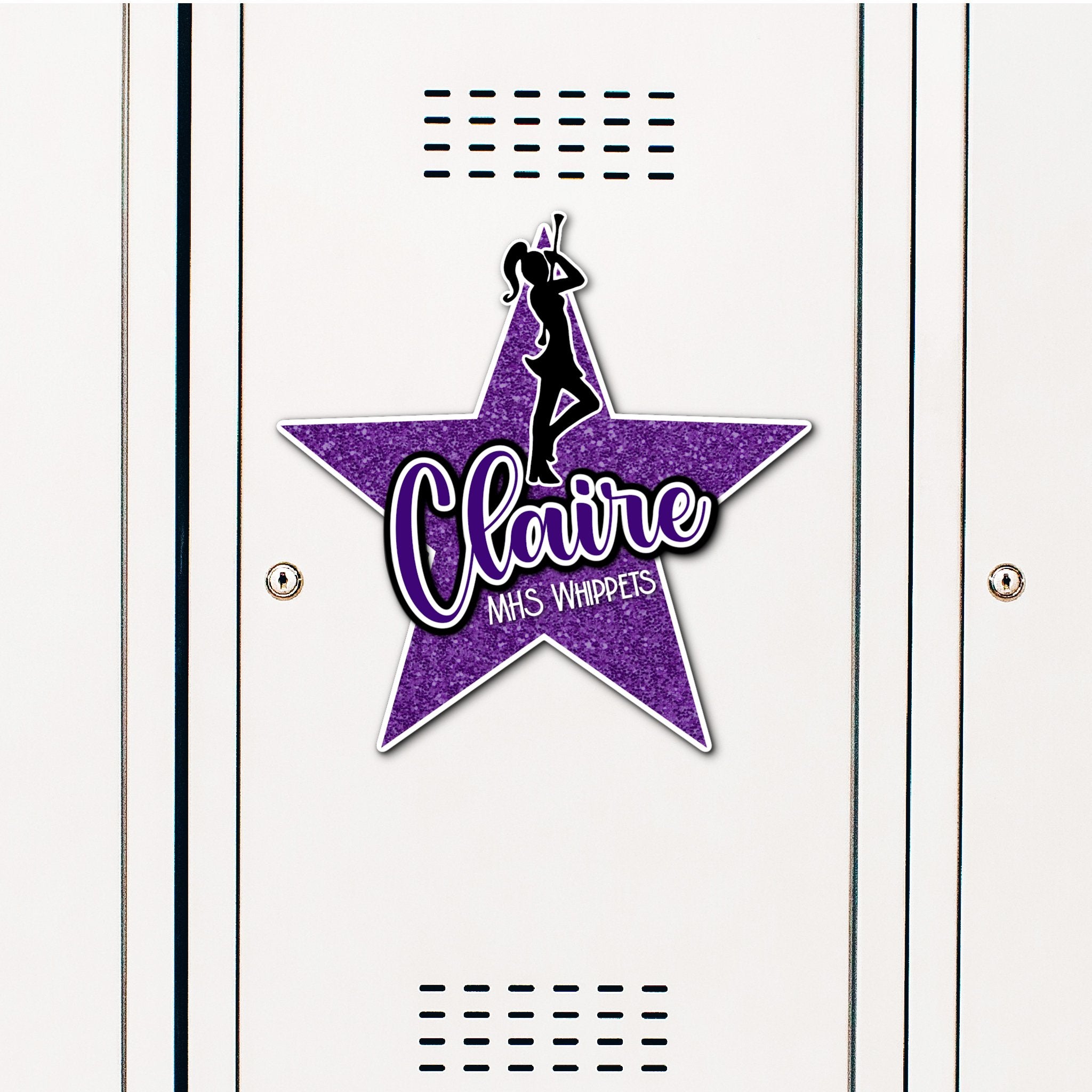 Custom Baton Twirler Majorette Locker Decoration in Team or School Colors.