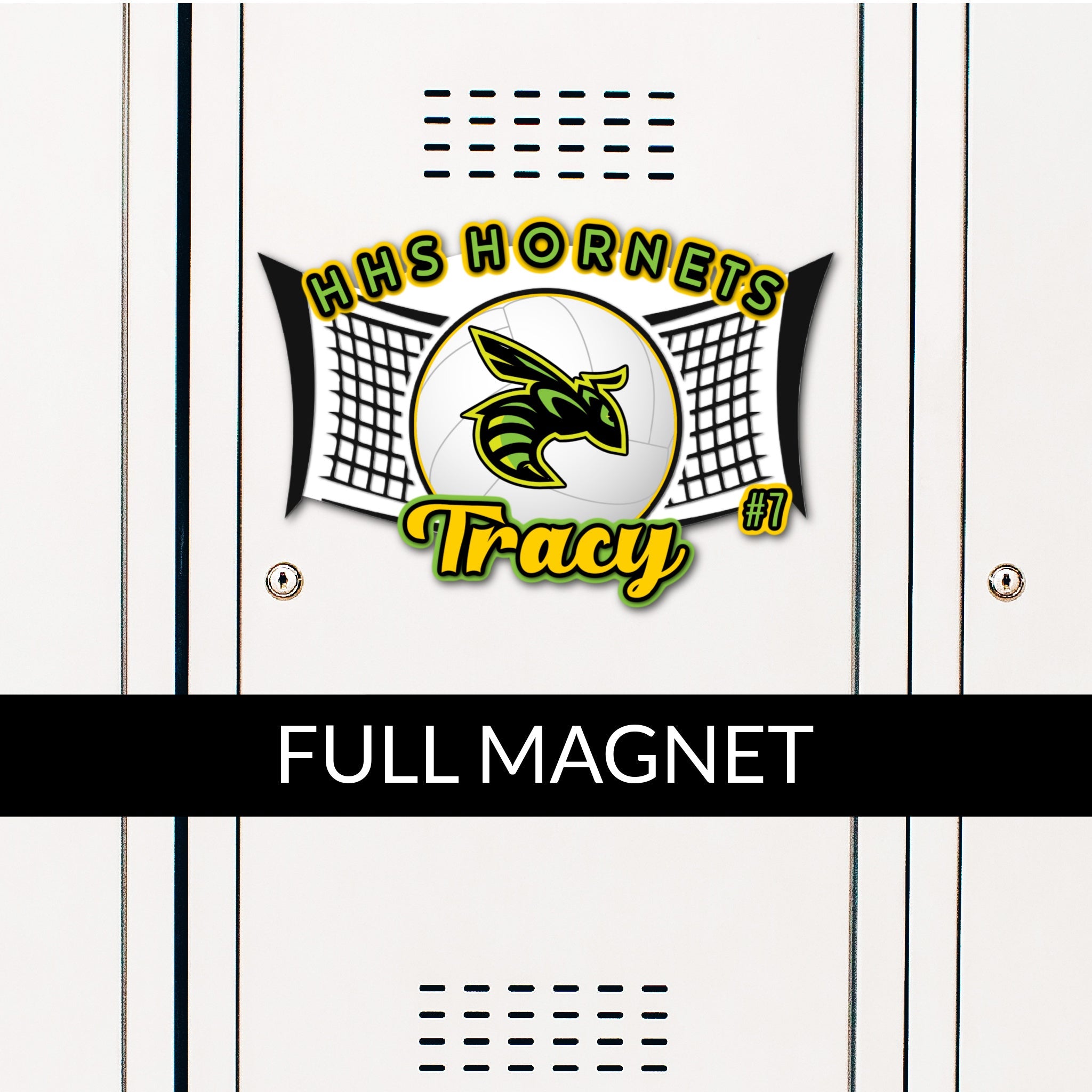 Custom Volleyball Net Locker Magnet Decoration in Team or School Colors.