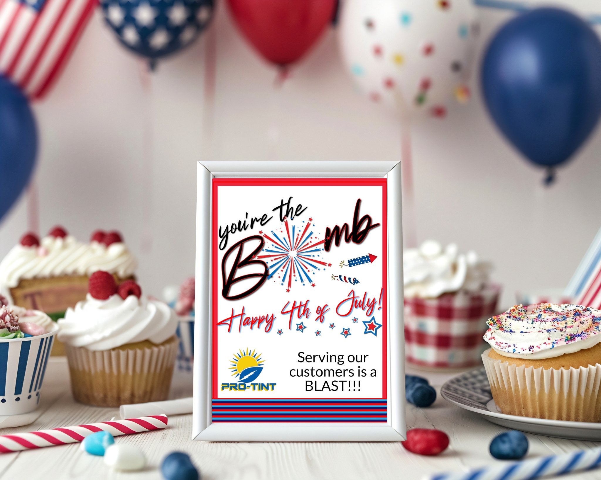 4th of July Gift Tag & 8" x 10" Editable Sign