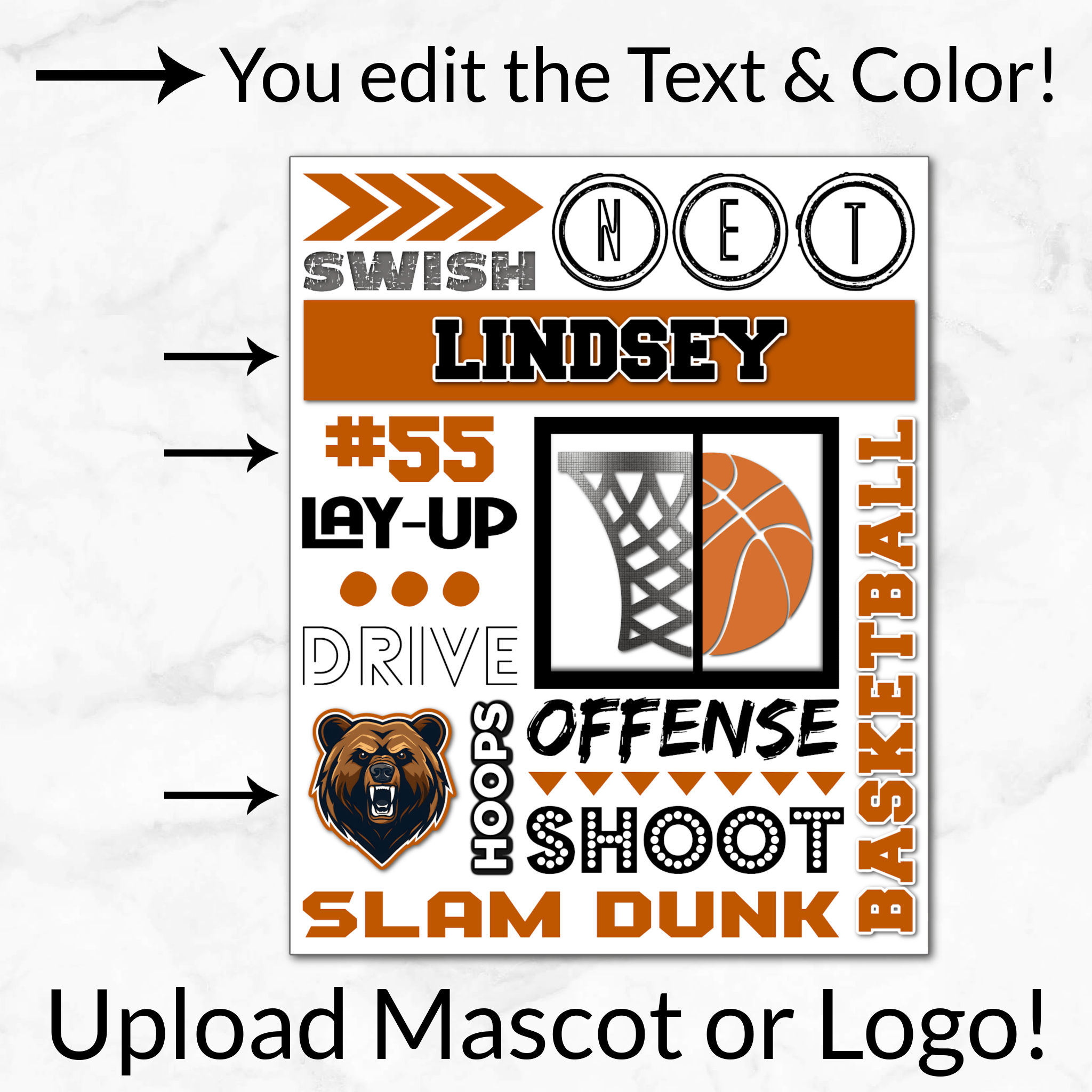 Basketball Collage Digital Download Locker Decoration