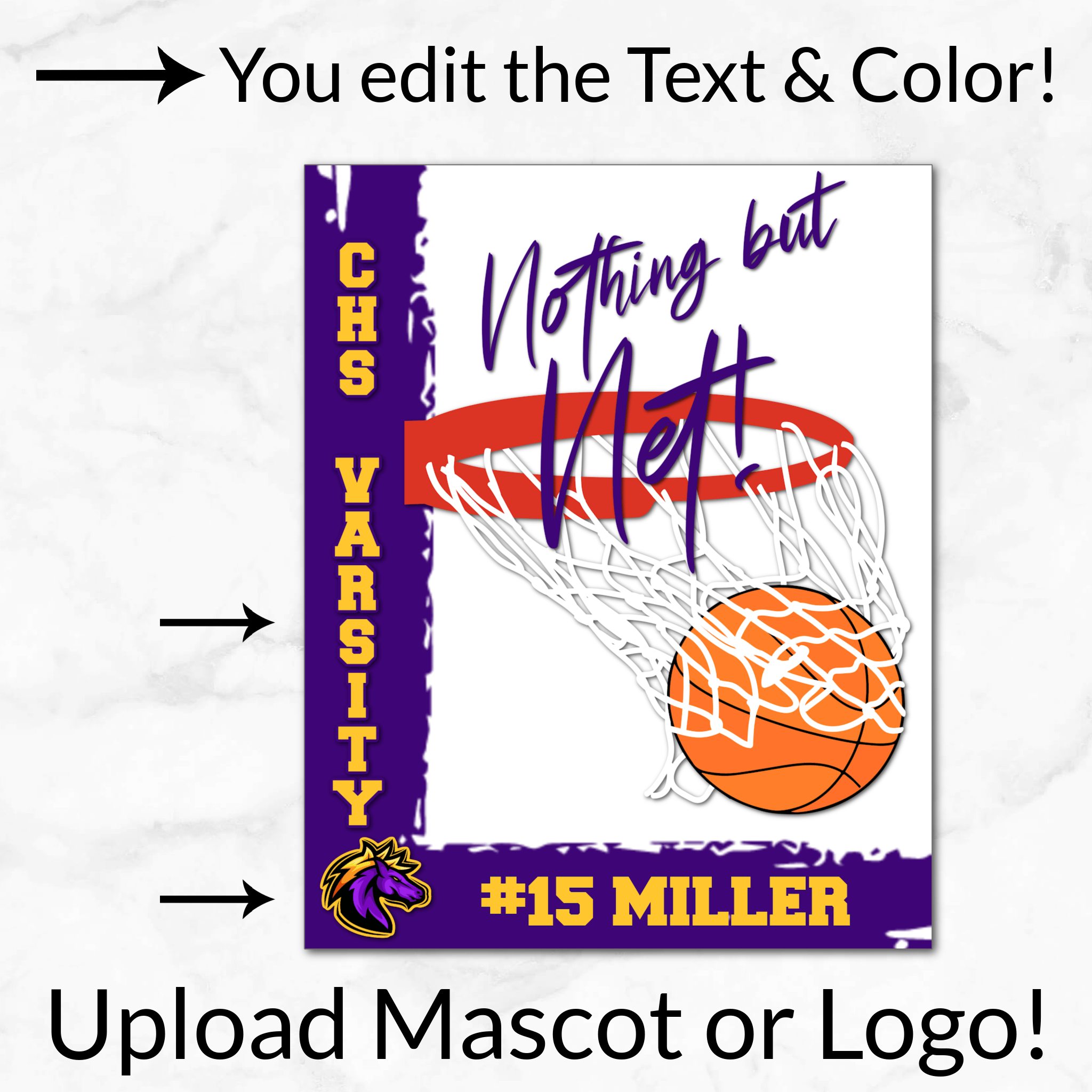 Basketball Nothing but Net Digital Download Locker Decoration