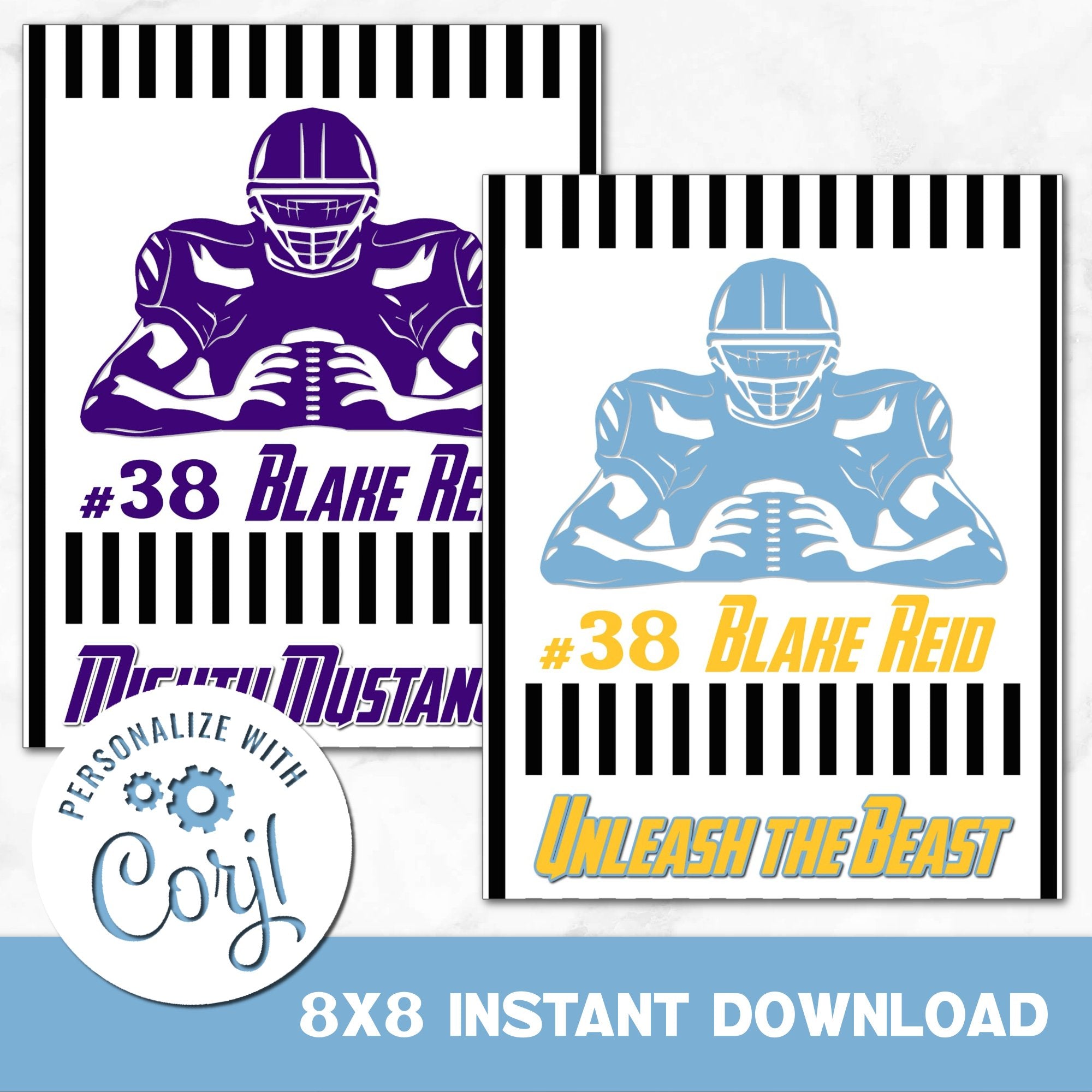 Football Player Digital Download Locker Decoration