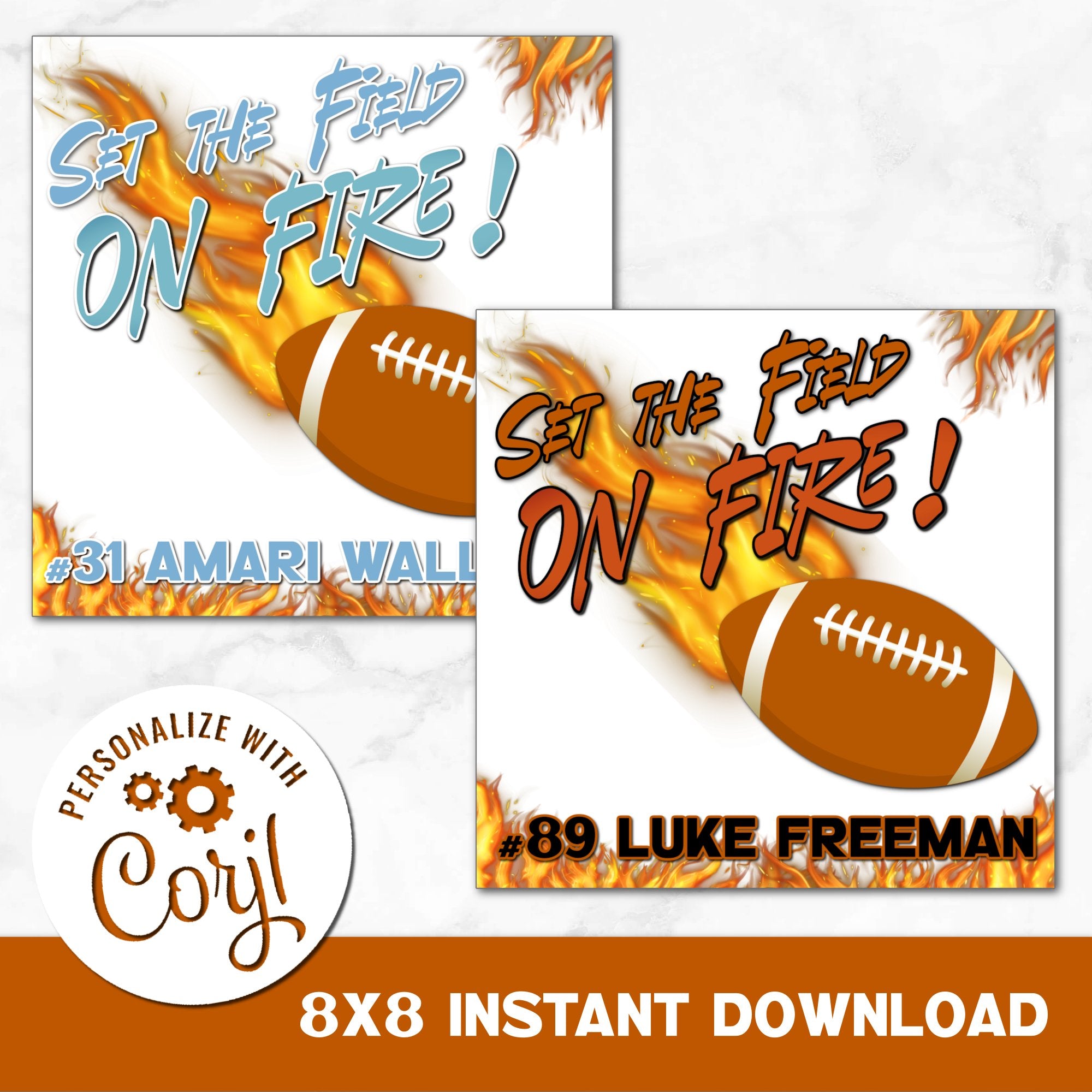 Football Set the Field on Fire Digital Download Locker Decoration