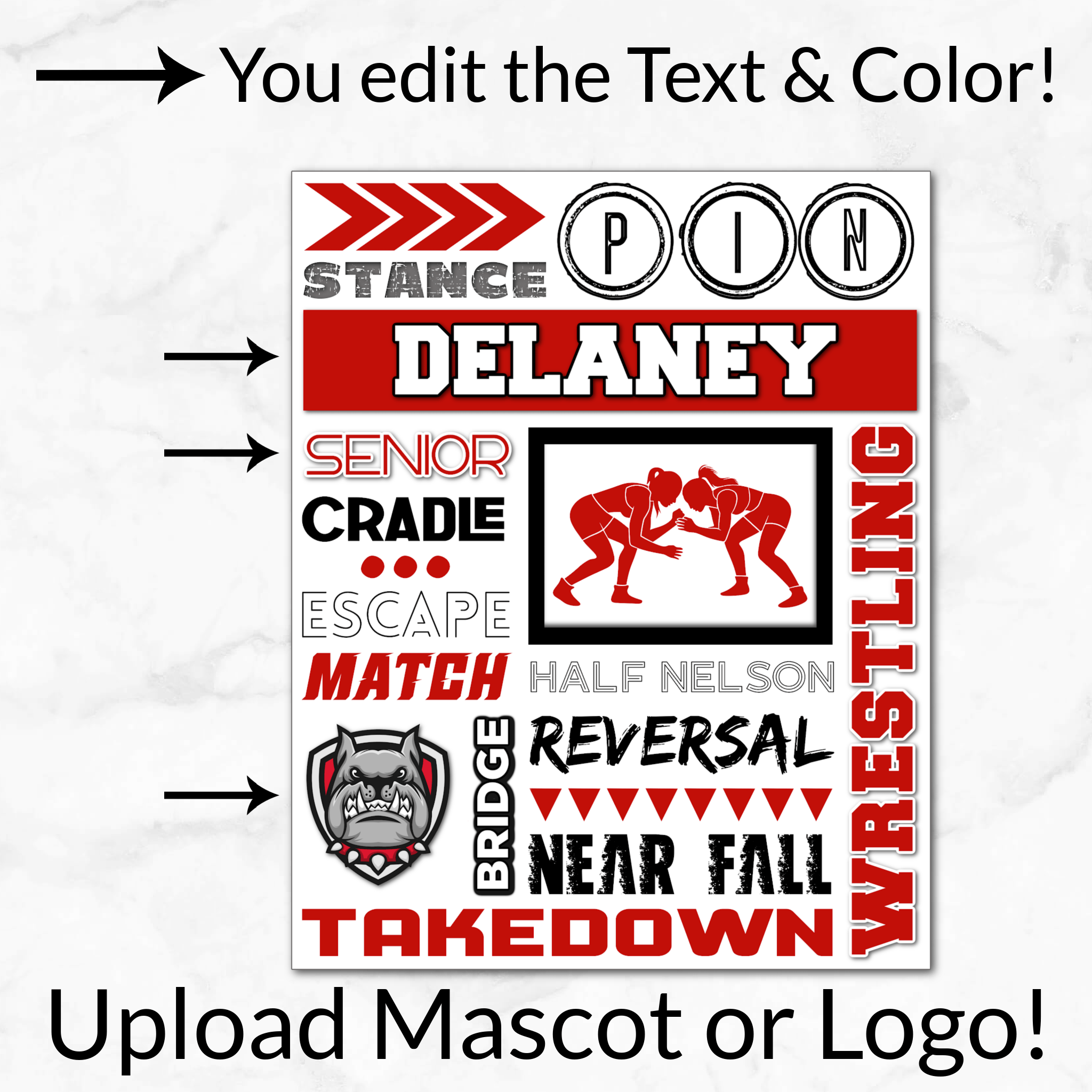 Girl's Wrestling Collage Digital Download Locker Decoration