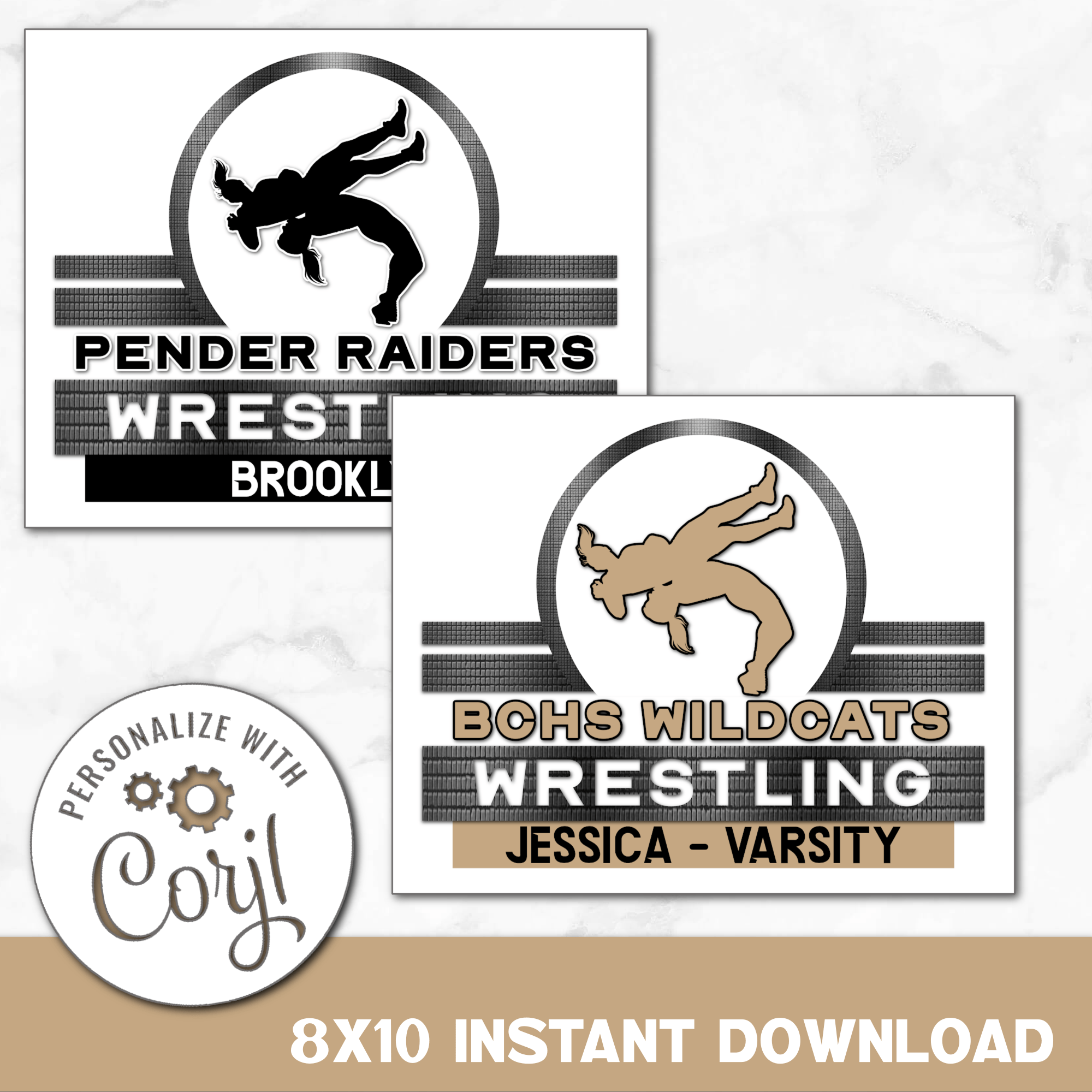 Girl's Wrestling Digital Download Locker Decoration