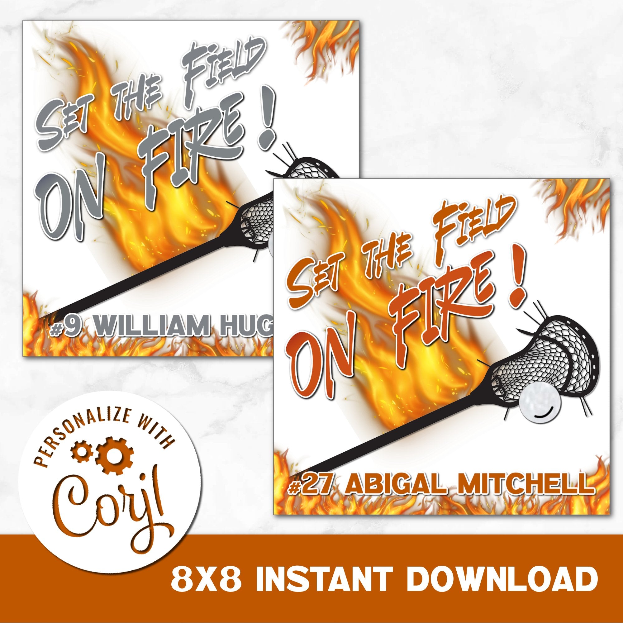 Lacrosse Set the Field on Fire Digital Download Locker Decoration