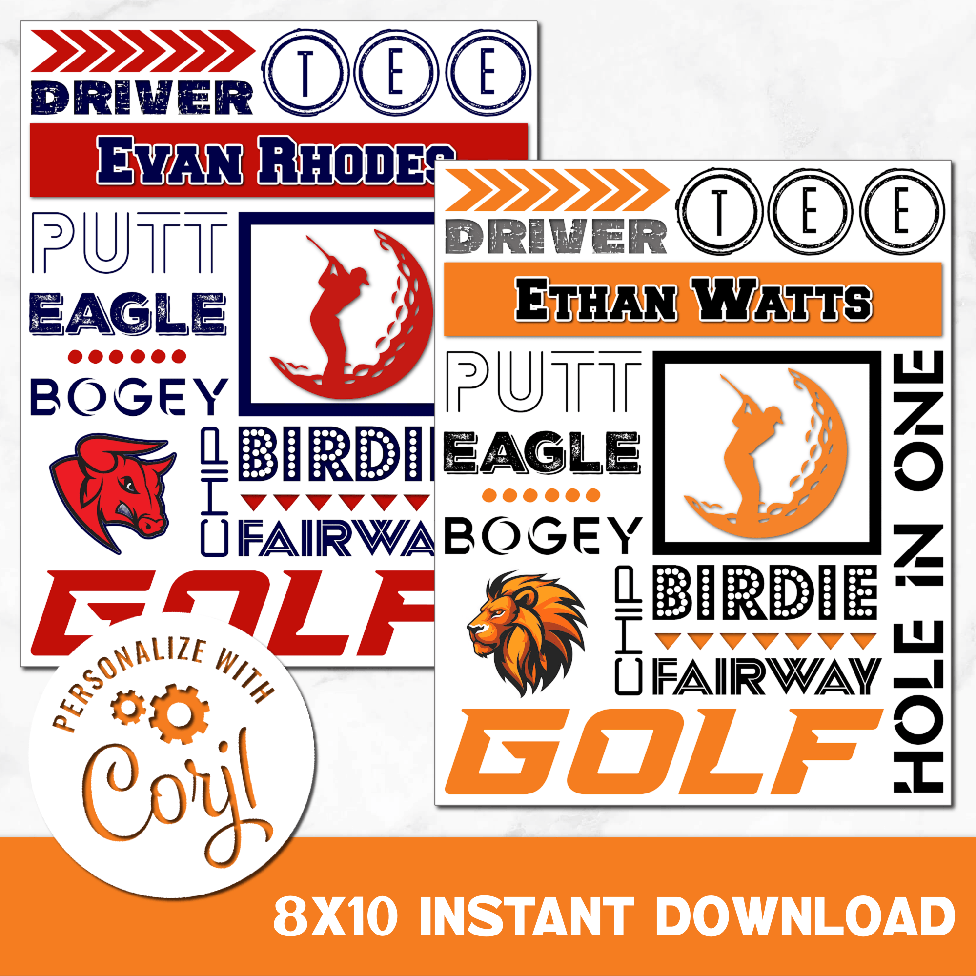 Men's Golf Collage Digital Download Locker Decoration