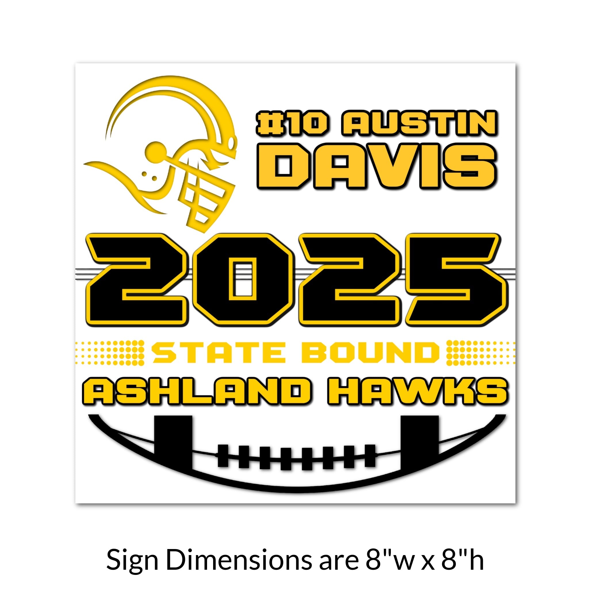 Custom Printable 2025 Football Team Locker Tag Sign Dimensions.