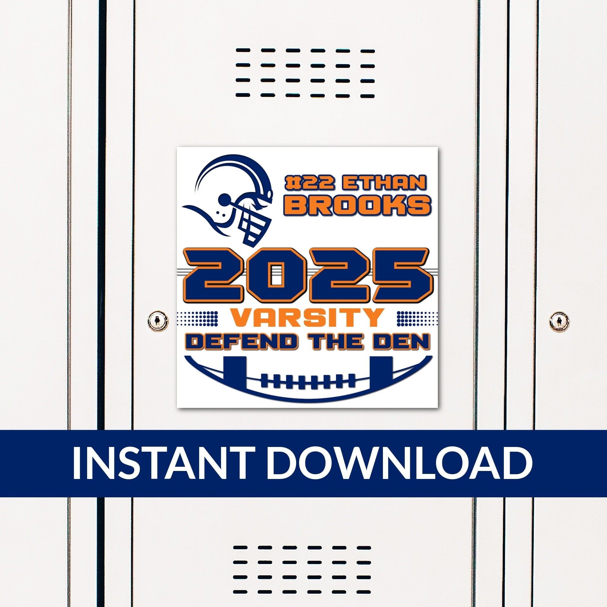 Custom Printable 2025 Football Locker Decoration in Team Colors.