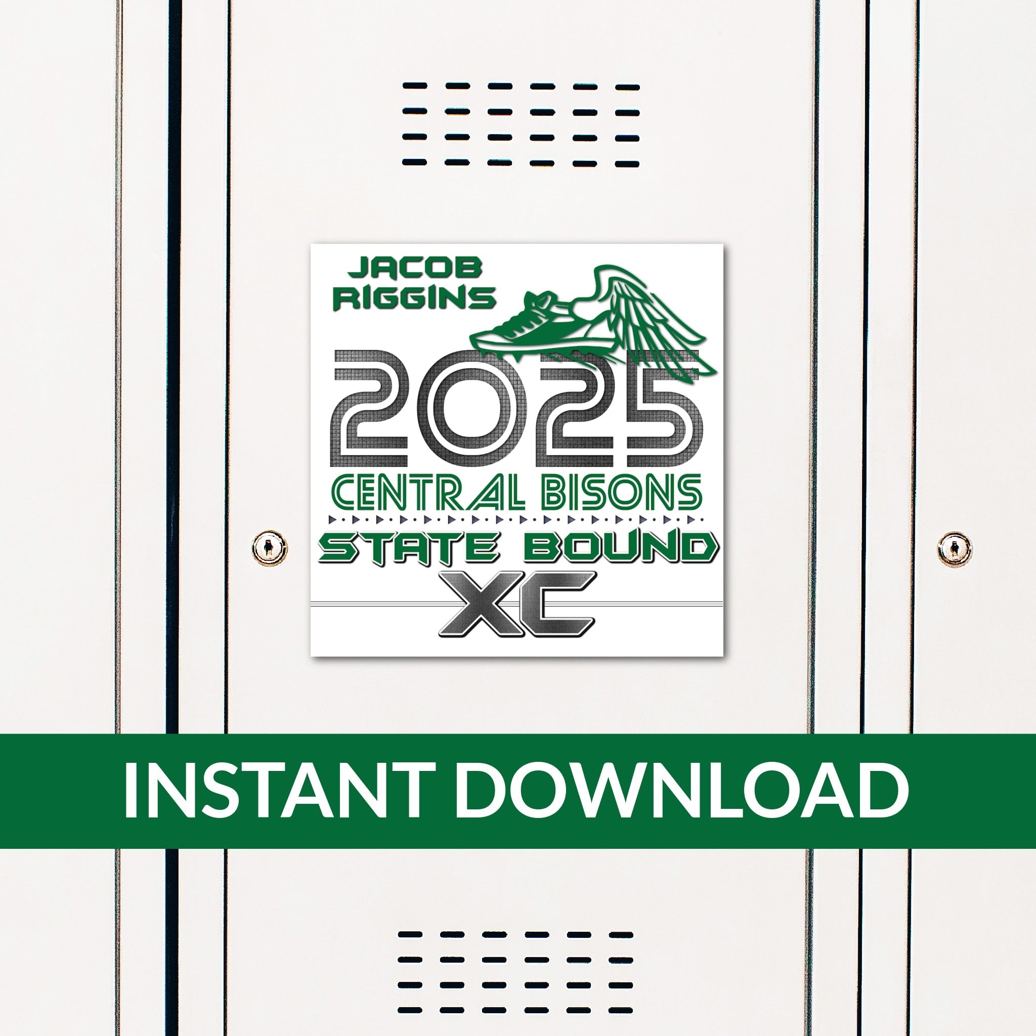 Custom Printable Cross Country Year Locker Decoration in Team Colors.