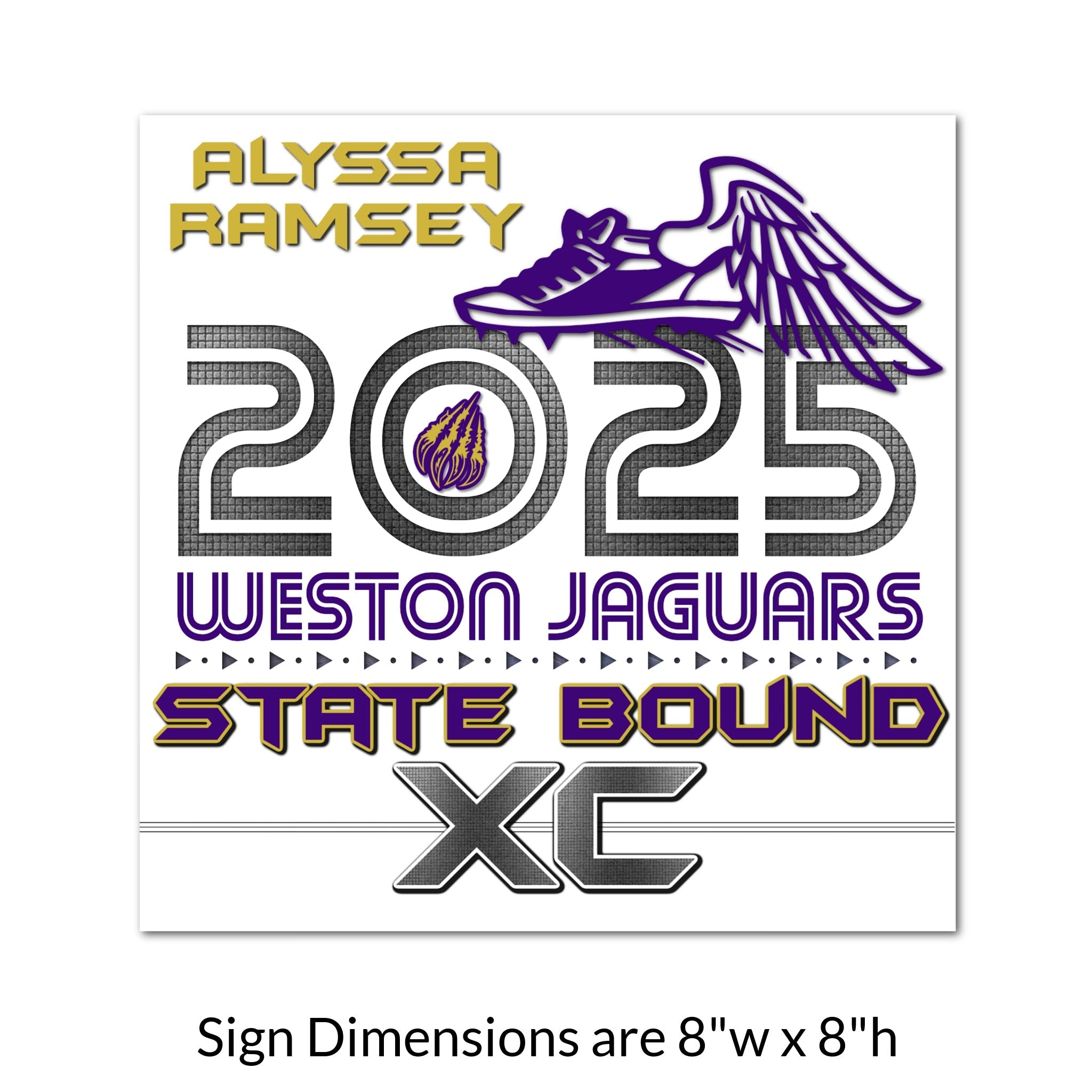 Custom Printable Cross Country Year Locker Tag Sign Dimensions.