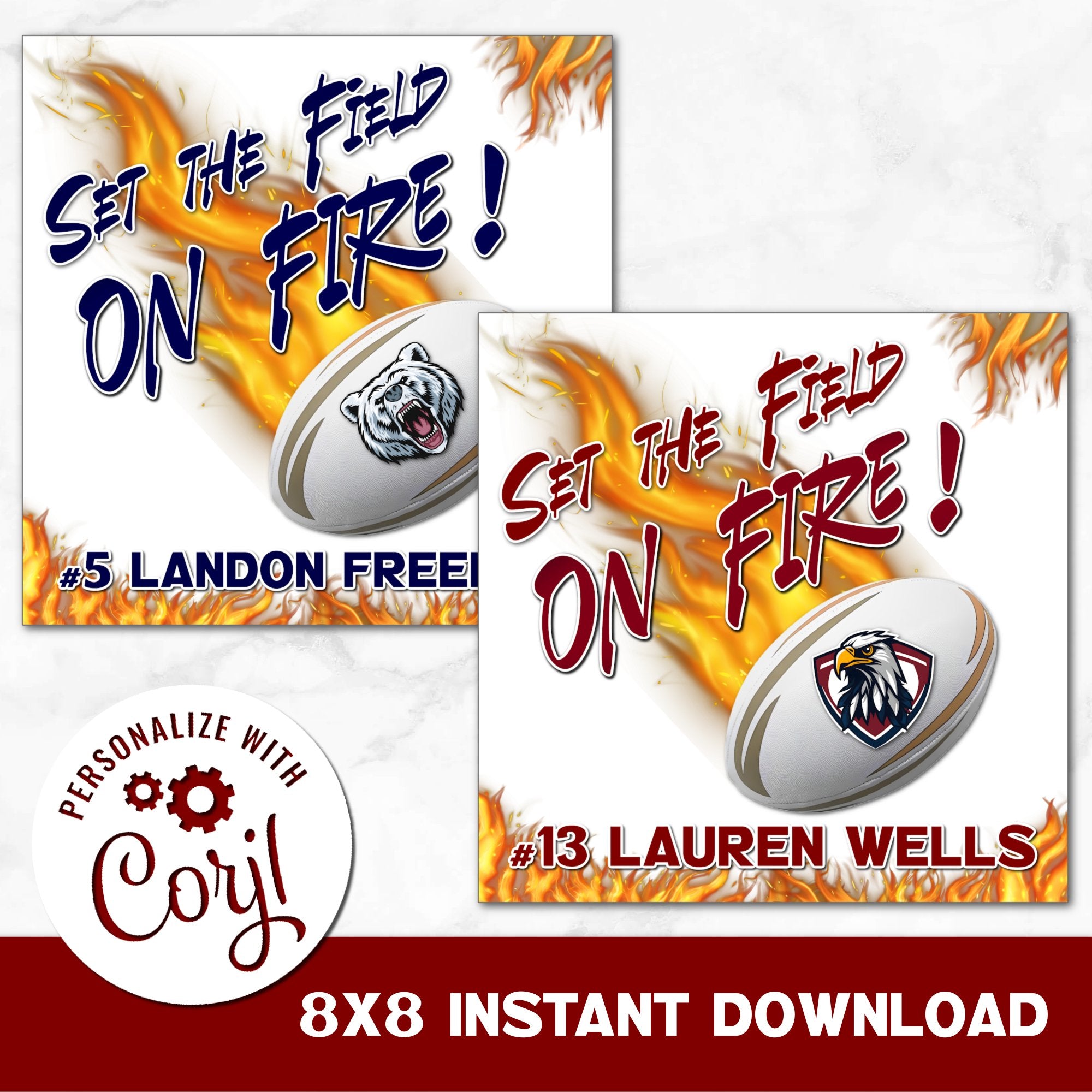 Rugby Set the Field on Fire Digital Download Locker Decoration