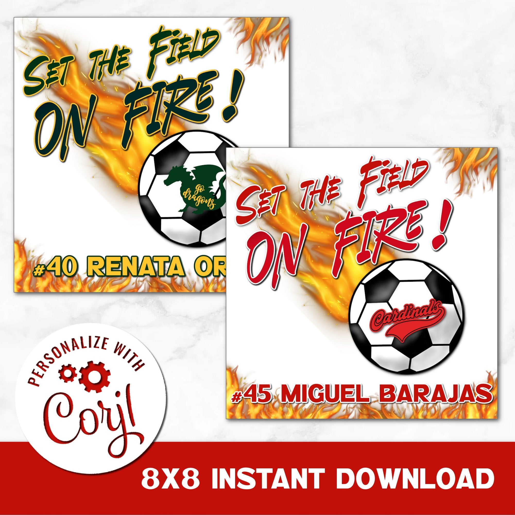 Soccer Set the Field on Fire Digital Download Locker Decoration