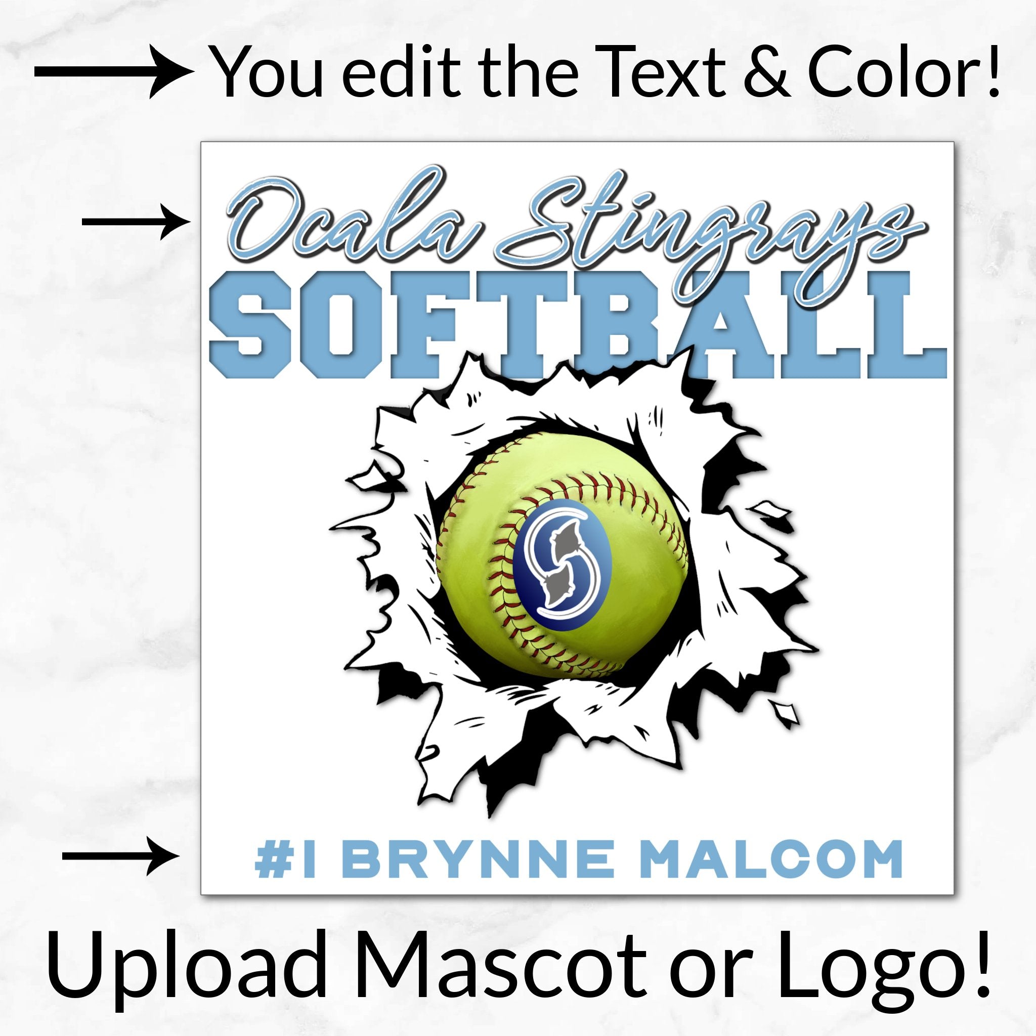 Softball Digital Download Locker Decoration