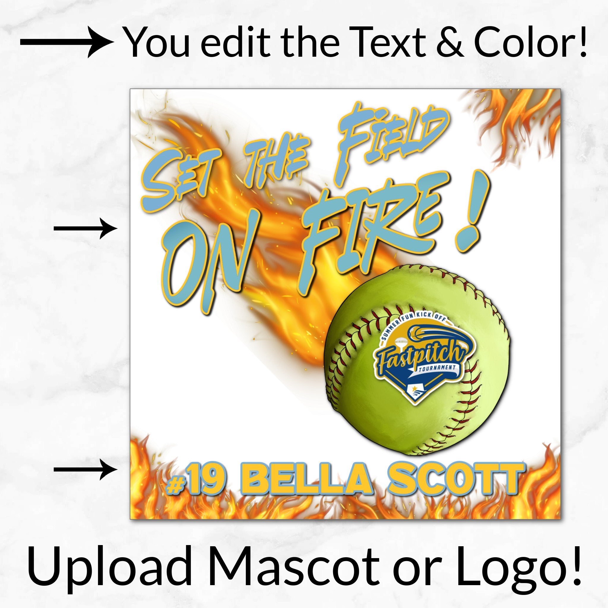 Softball Set the Field on Fire Digital Download Locker Decoration