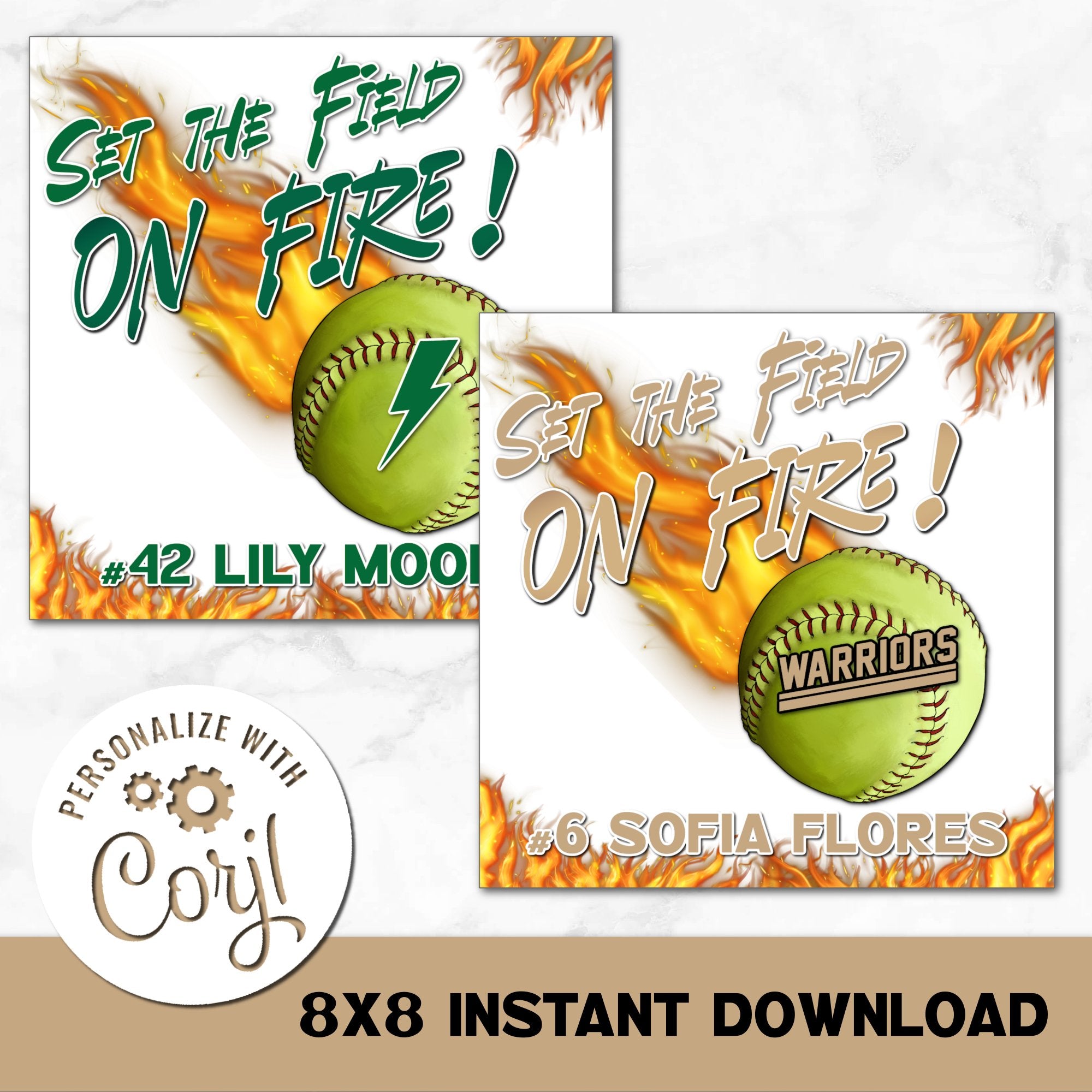 Softball Set the Field on Fire Digital Download Locker Decoration