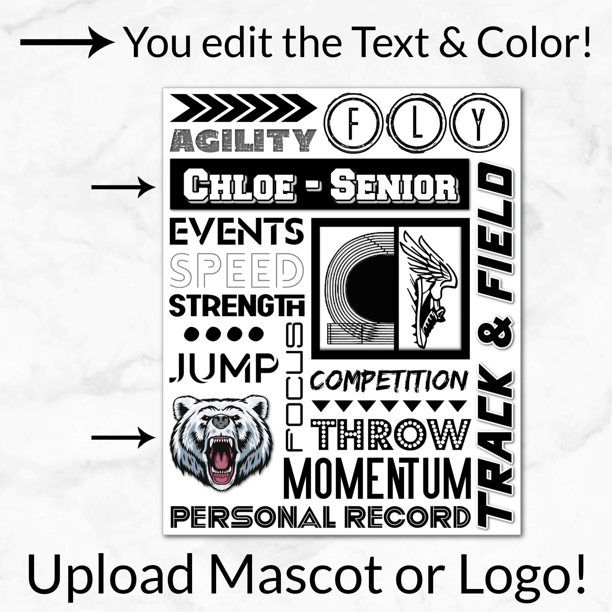 Track & Field Collage Digital Download Locker Decoration