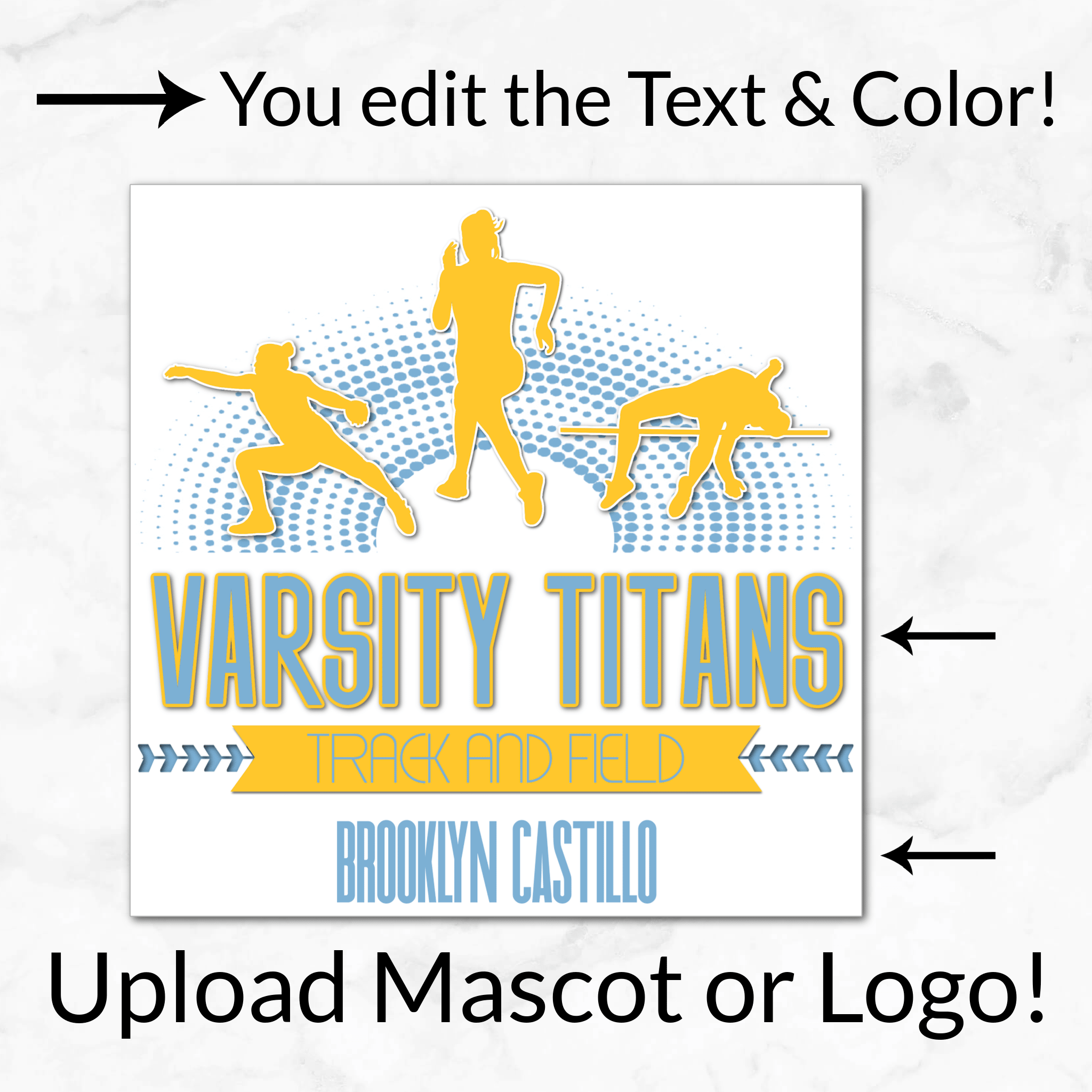 Track & Field Women's Halftone Digital Download Locker Decoration