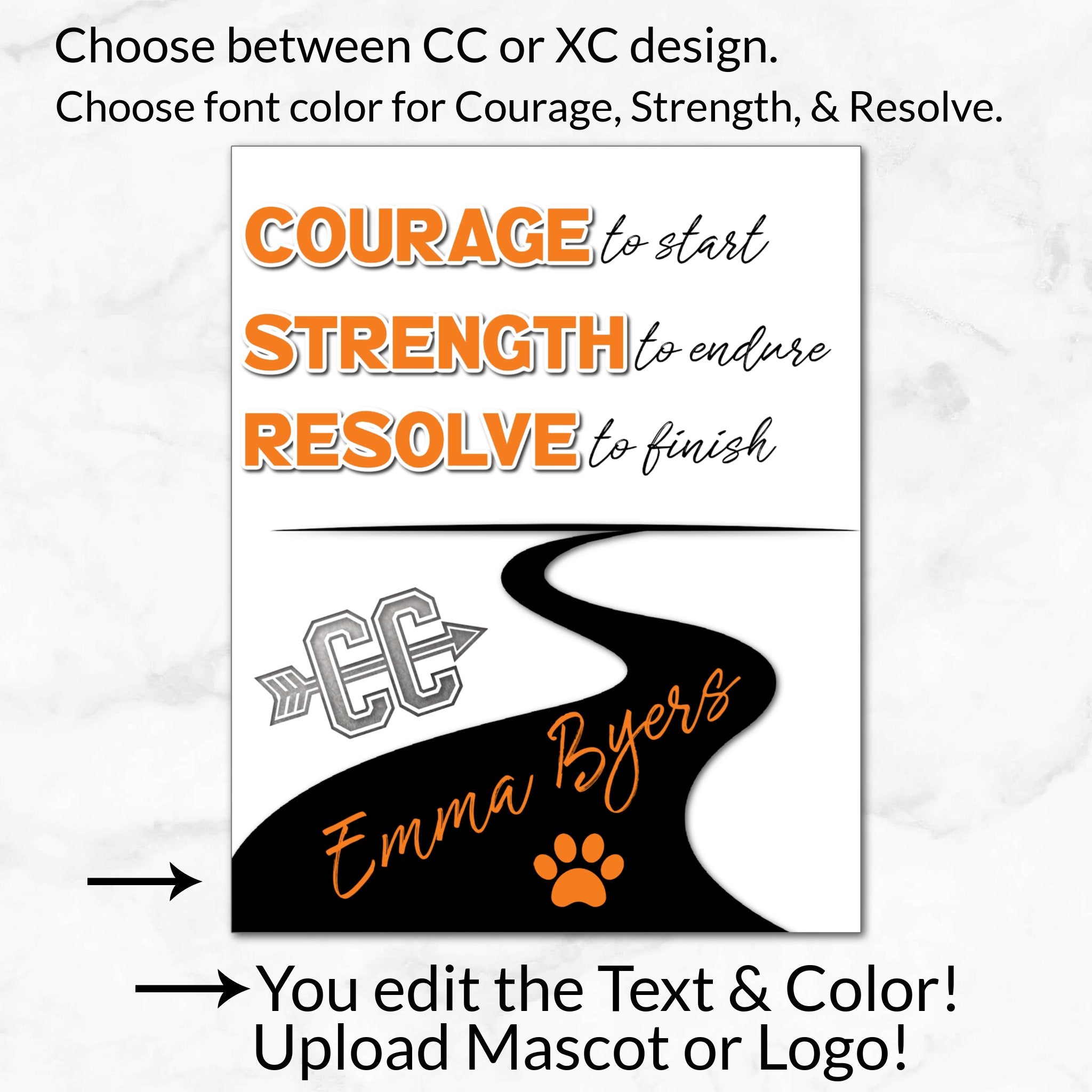 XC Courage Strength Resolve Digital Download Locker Decoration